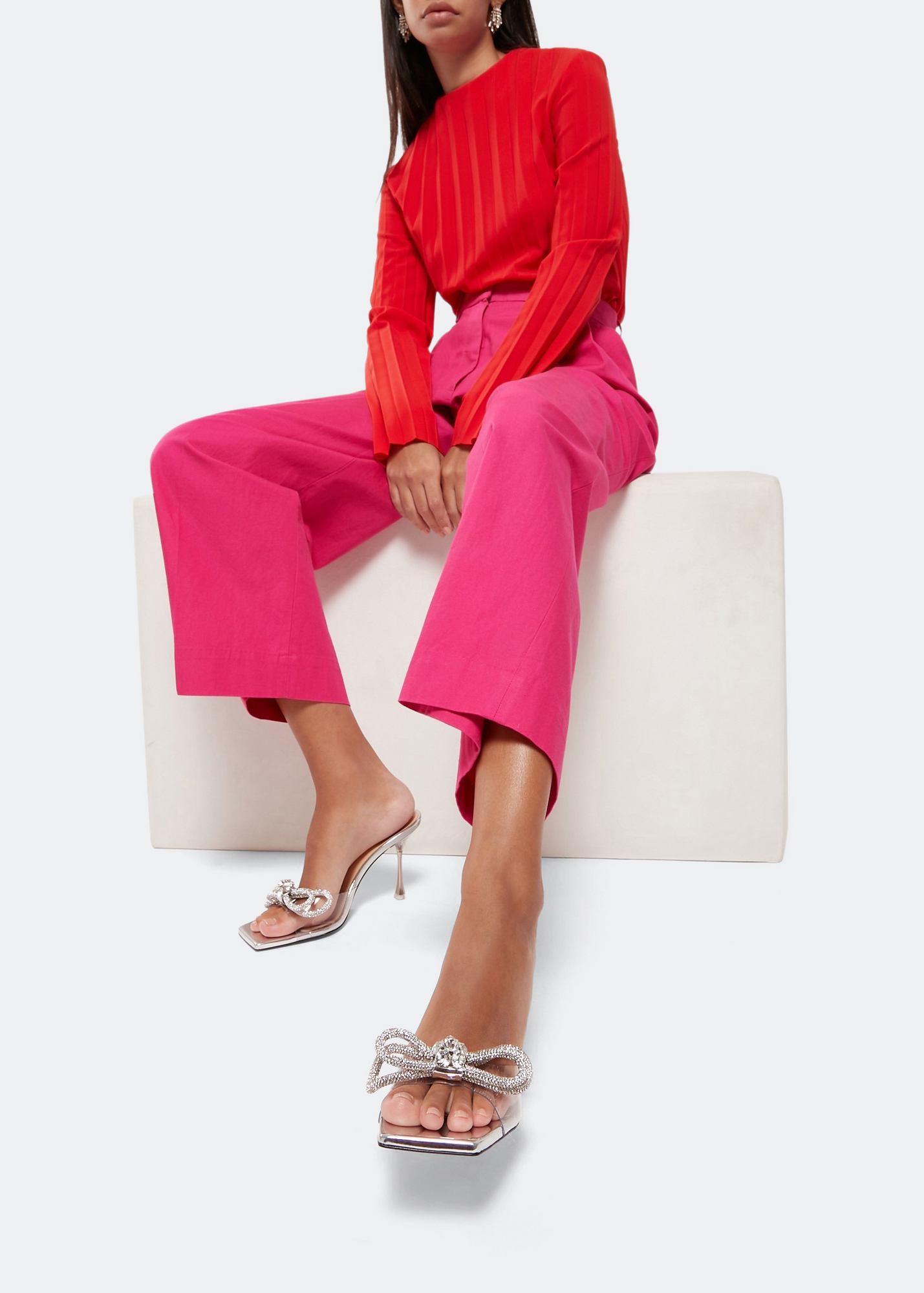 

Double Bow mules, Neutral
