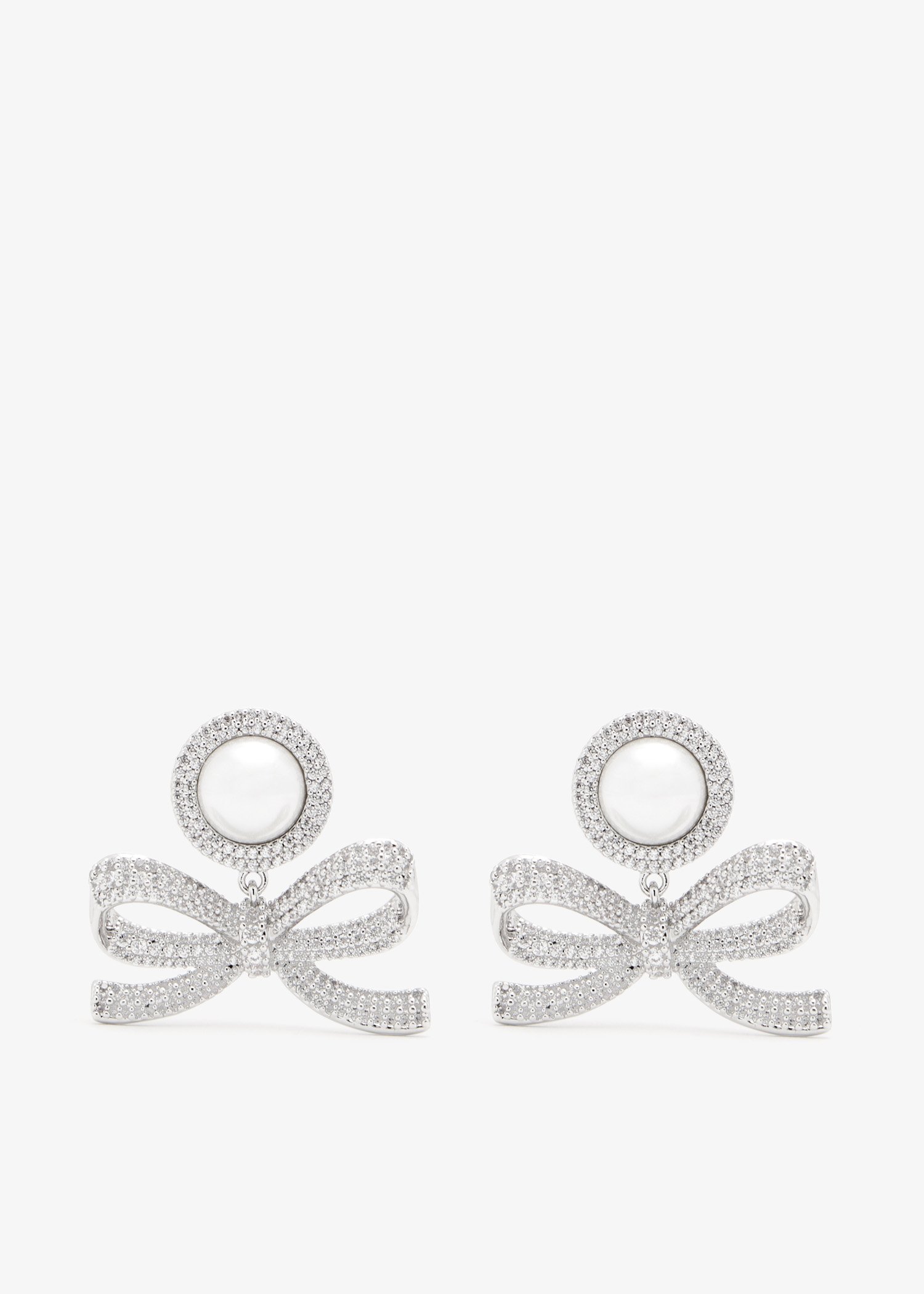 

Pearl Bow drop earrings, Silver