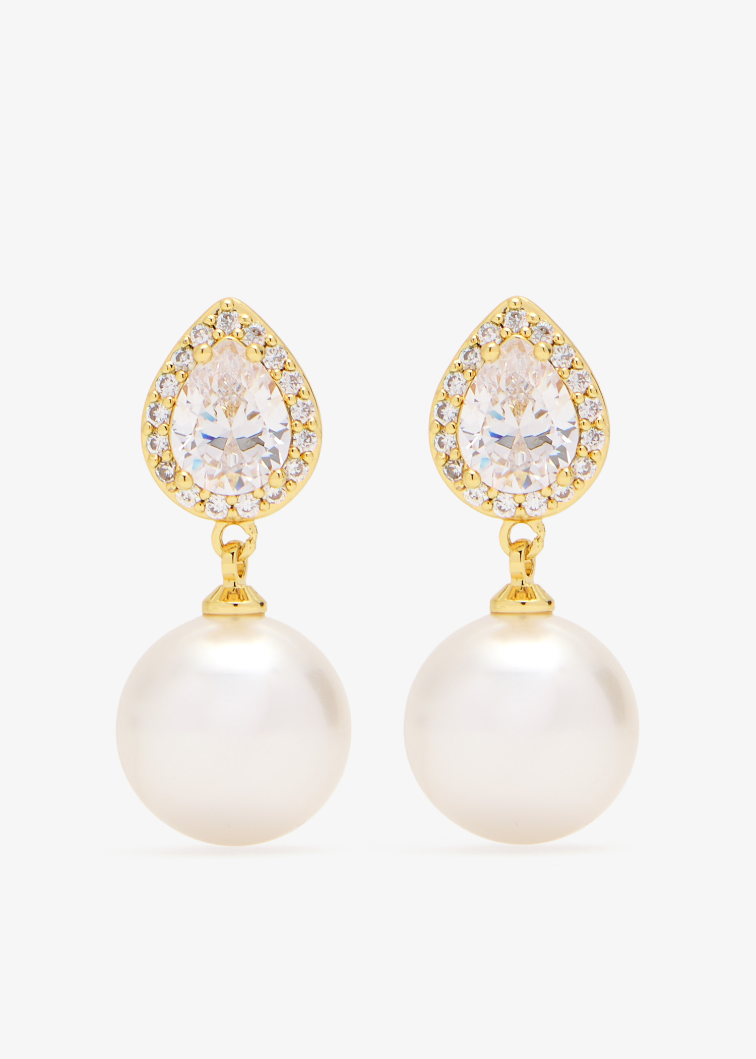 

Crystal pearl drop earrings, Gold
