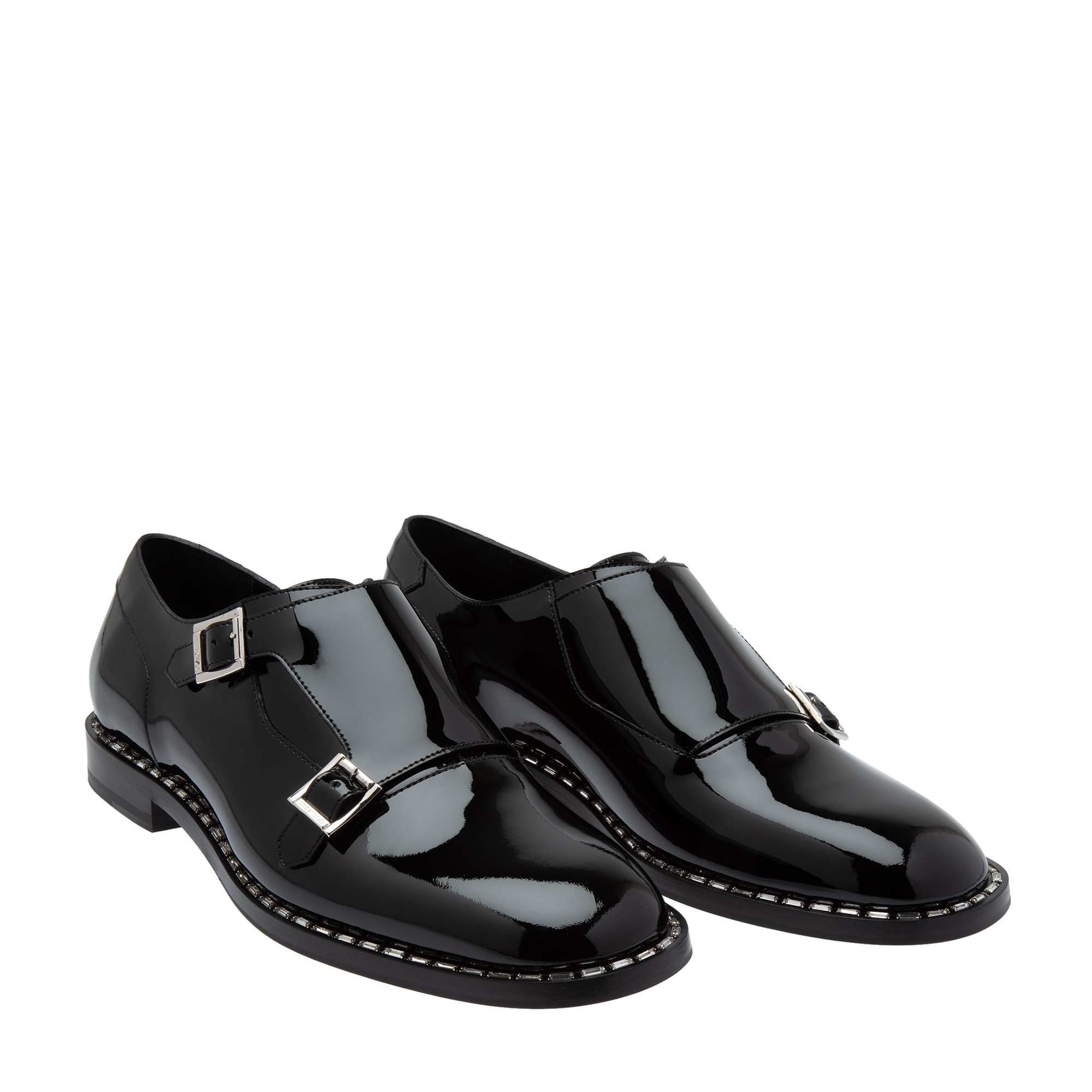 

Leather double strap monk loafers, Black
