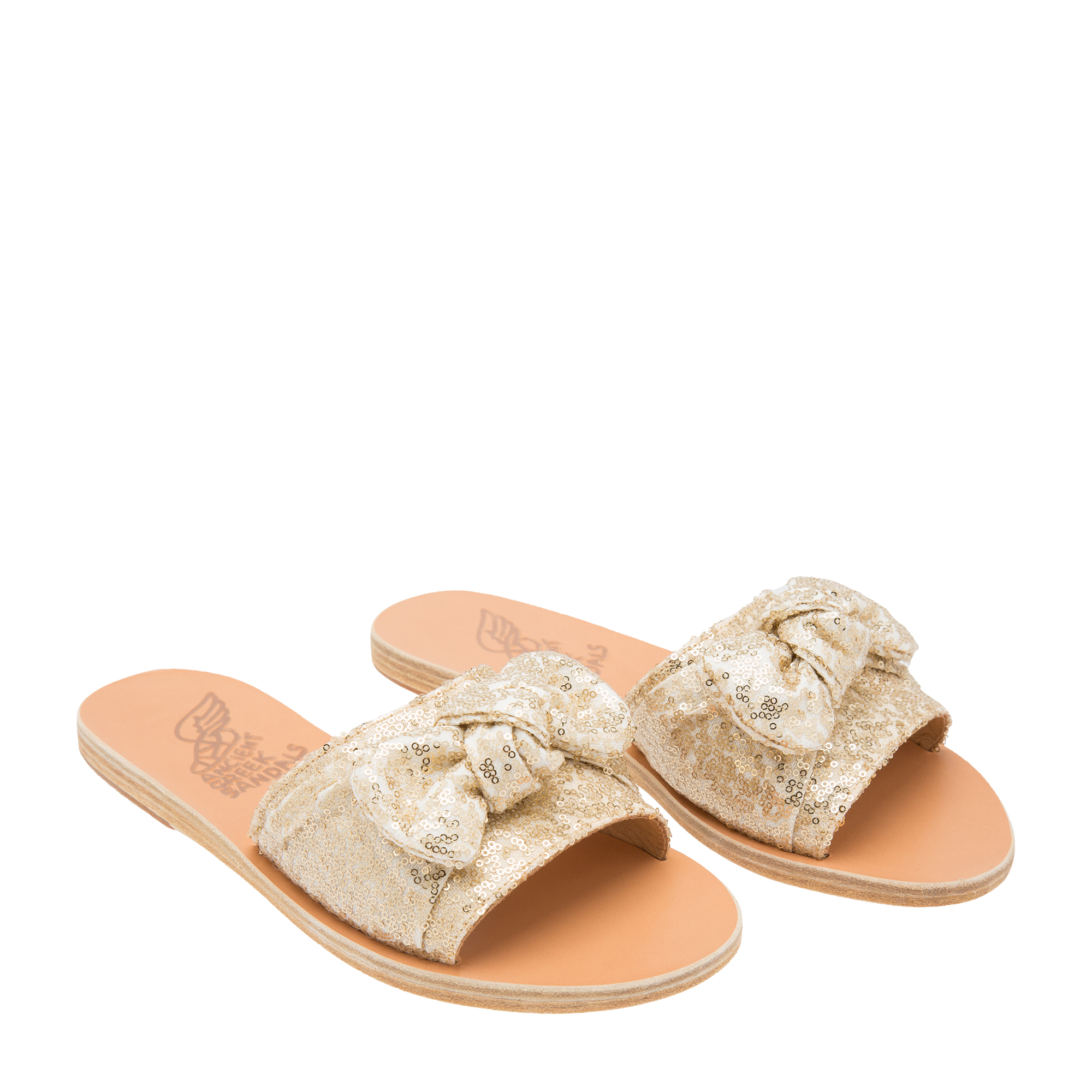 

Taygete bow sandals, Gold