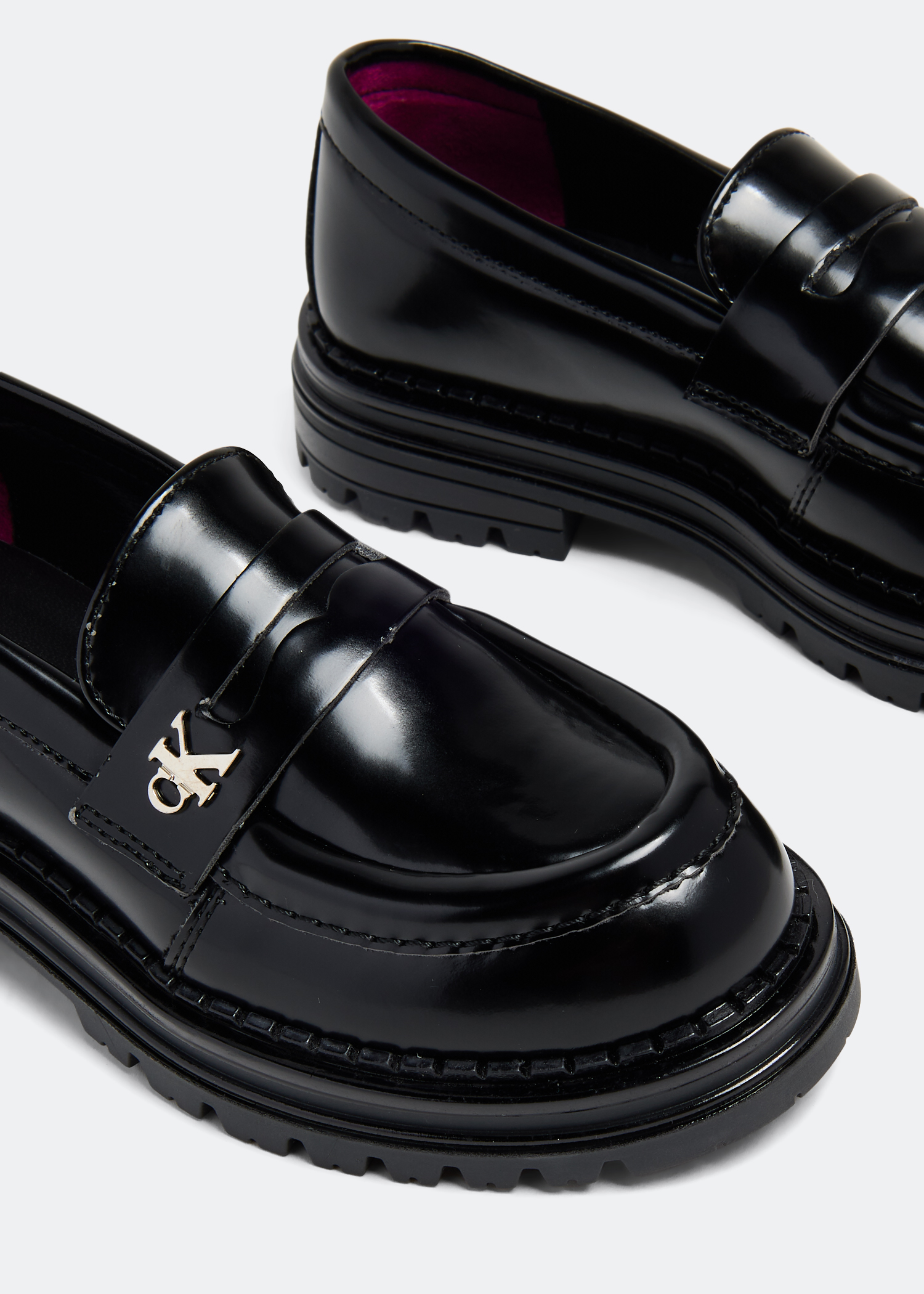 

CK metallic logo loafers, Black