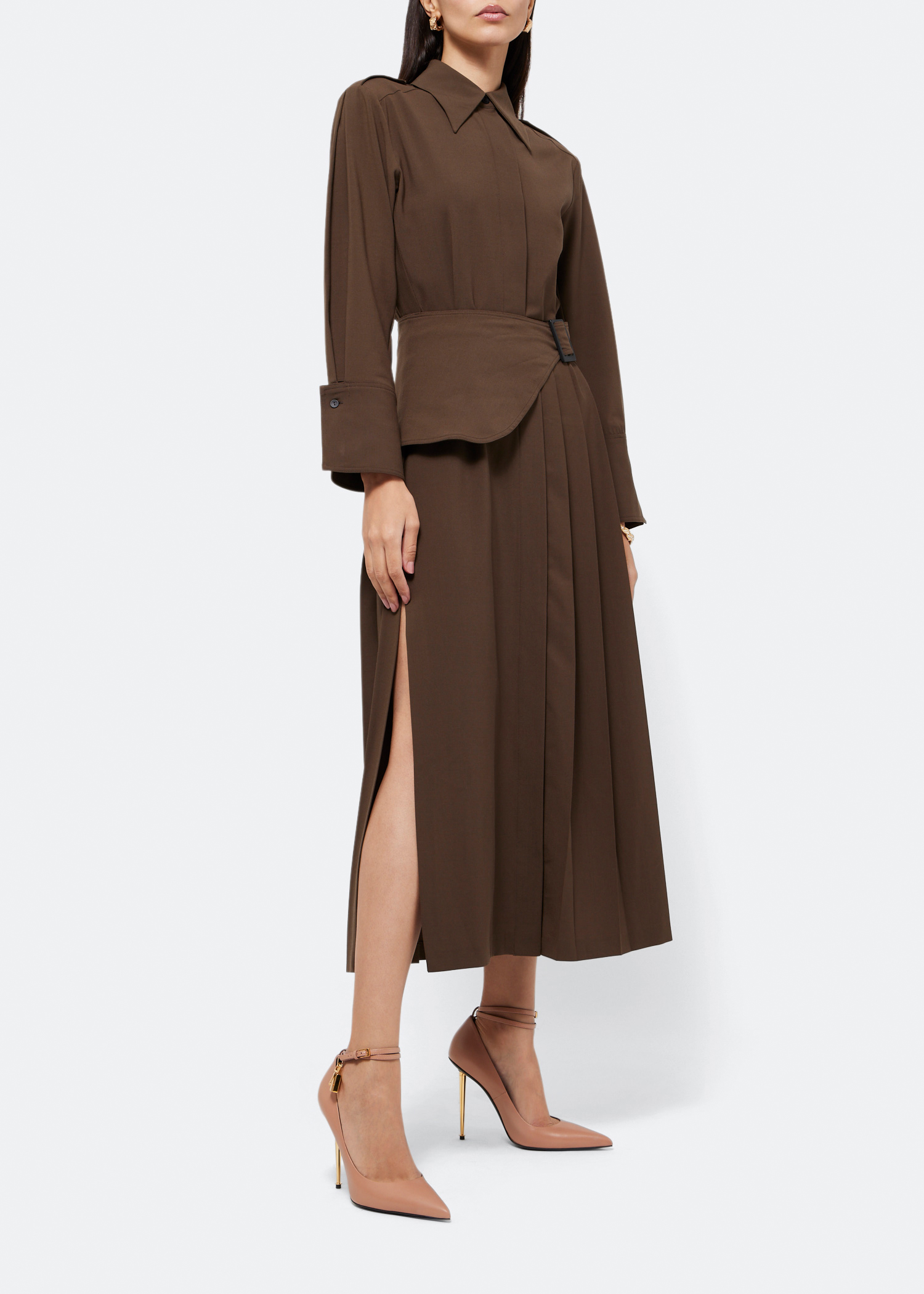 

Padlock pointy pumps, Beige