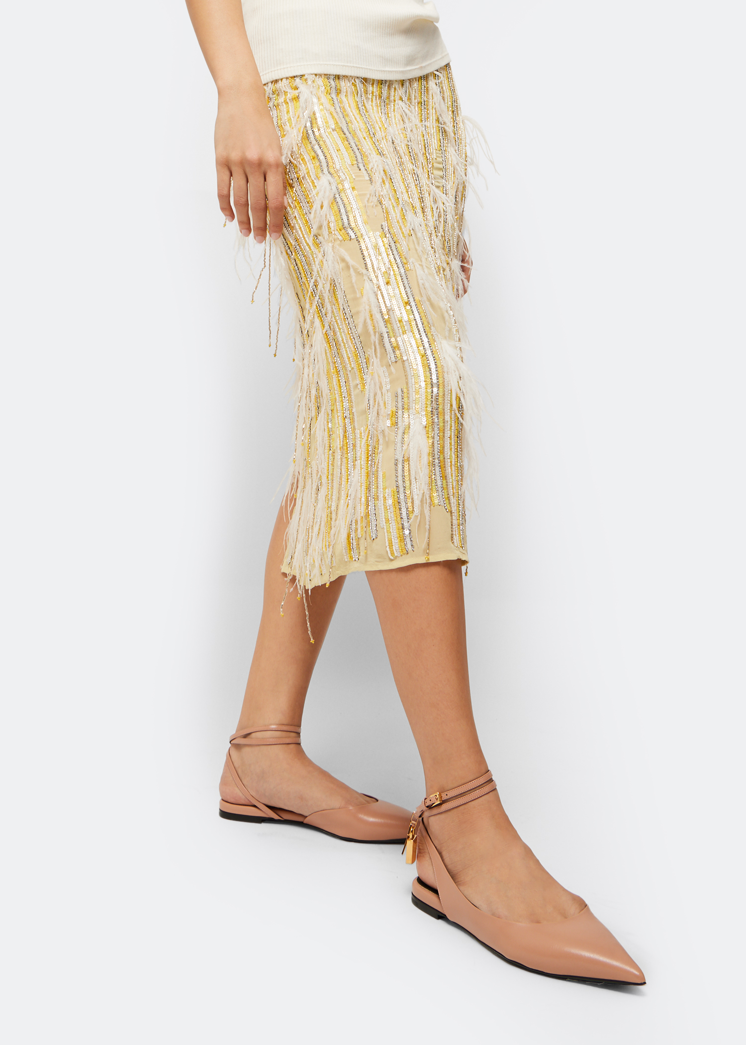 

Padlock slingback ballerinas, Beige