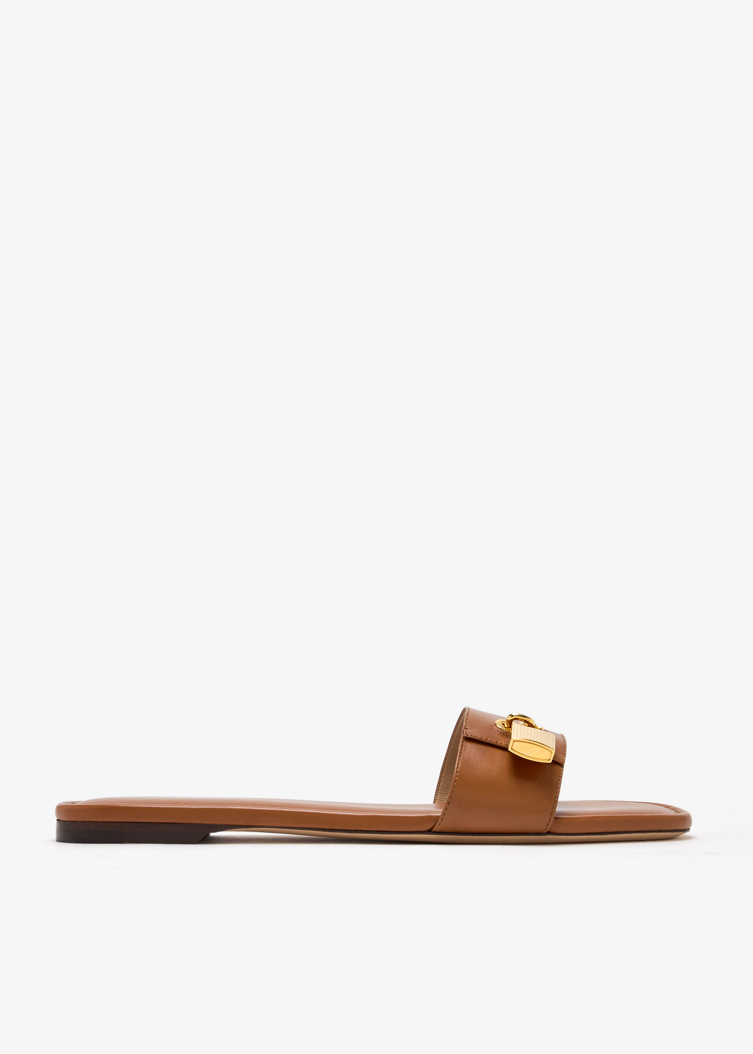 

Padlock slide sandals, Brown