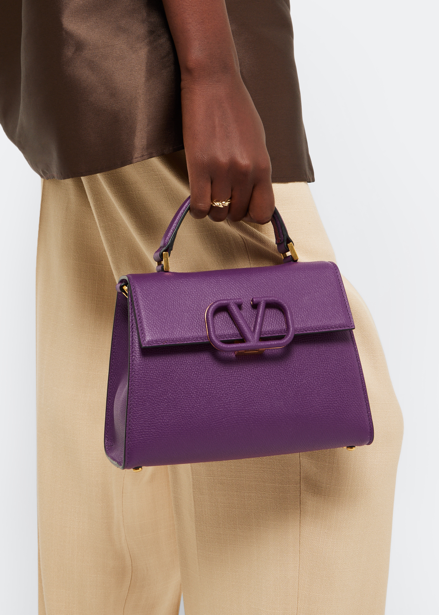

VSling leather tote bag, Purple