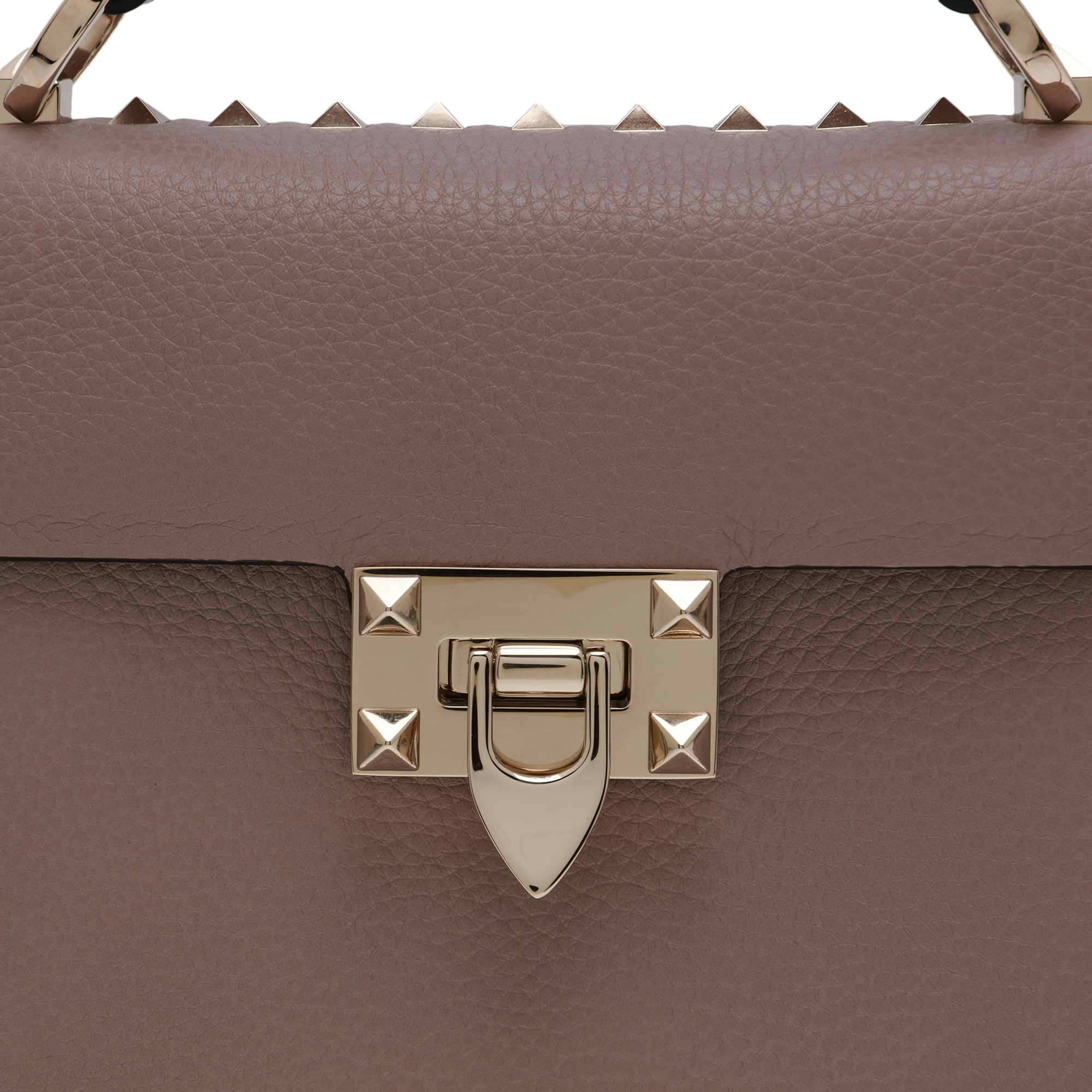 

Rockstud leather handbag, Beige