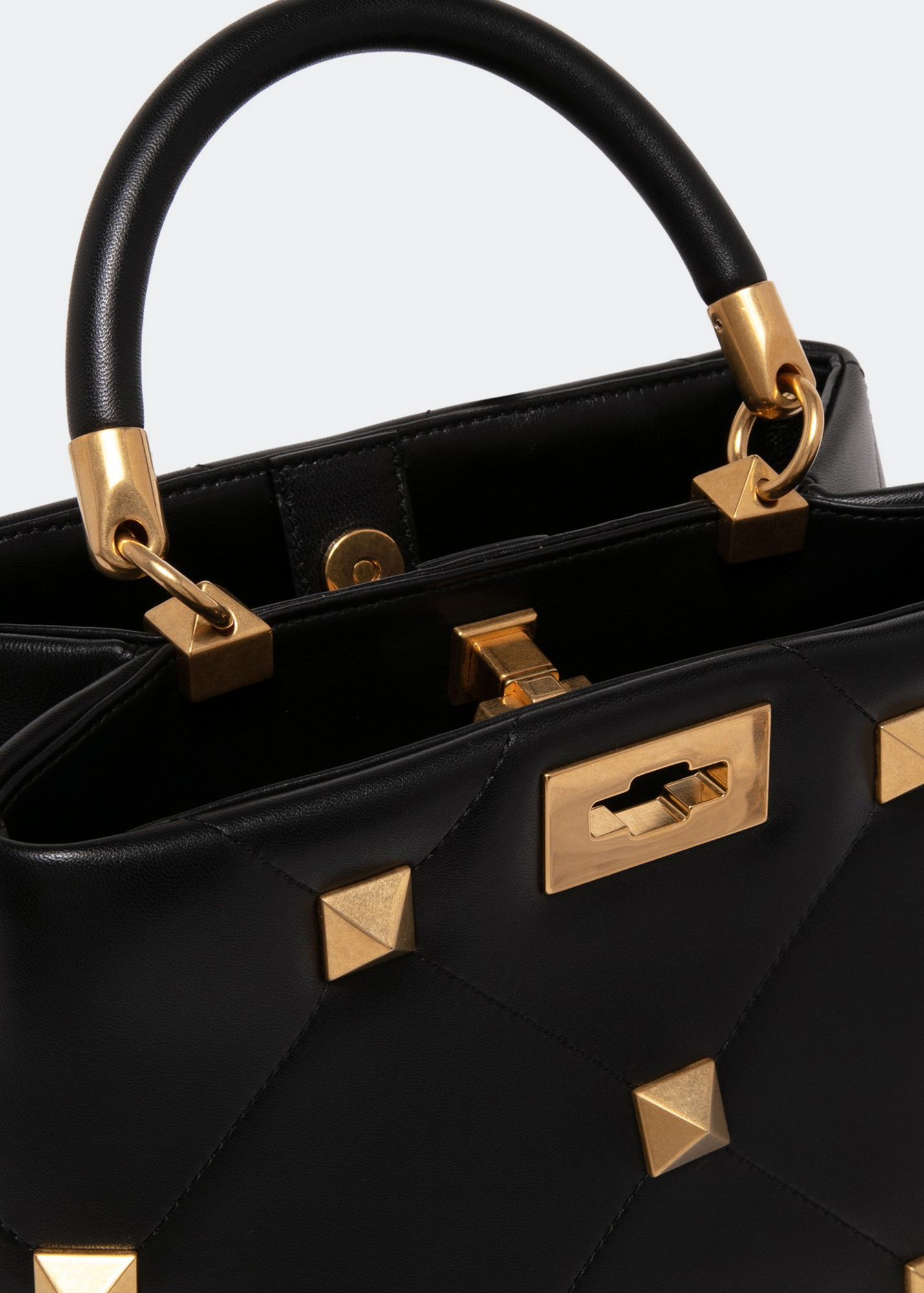 

Roman stud top handle bag, Black