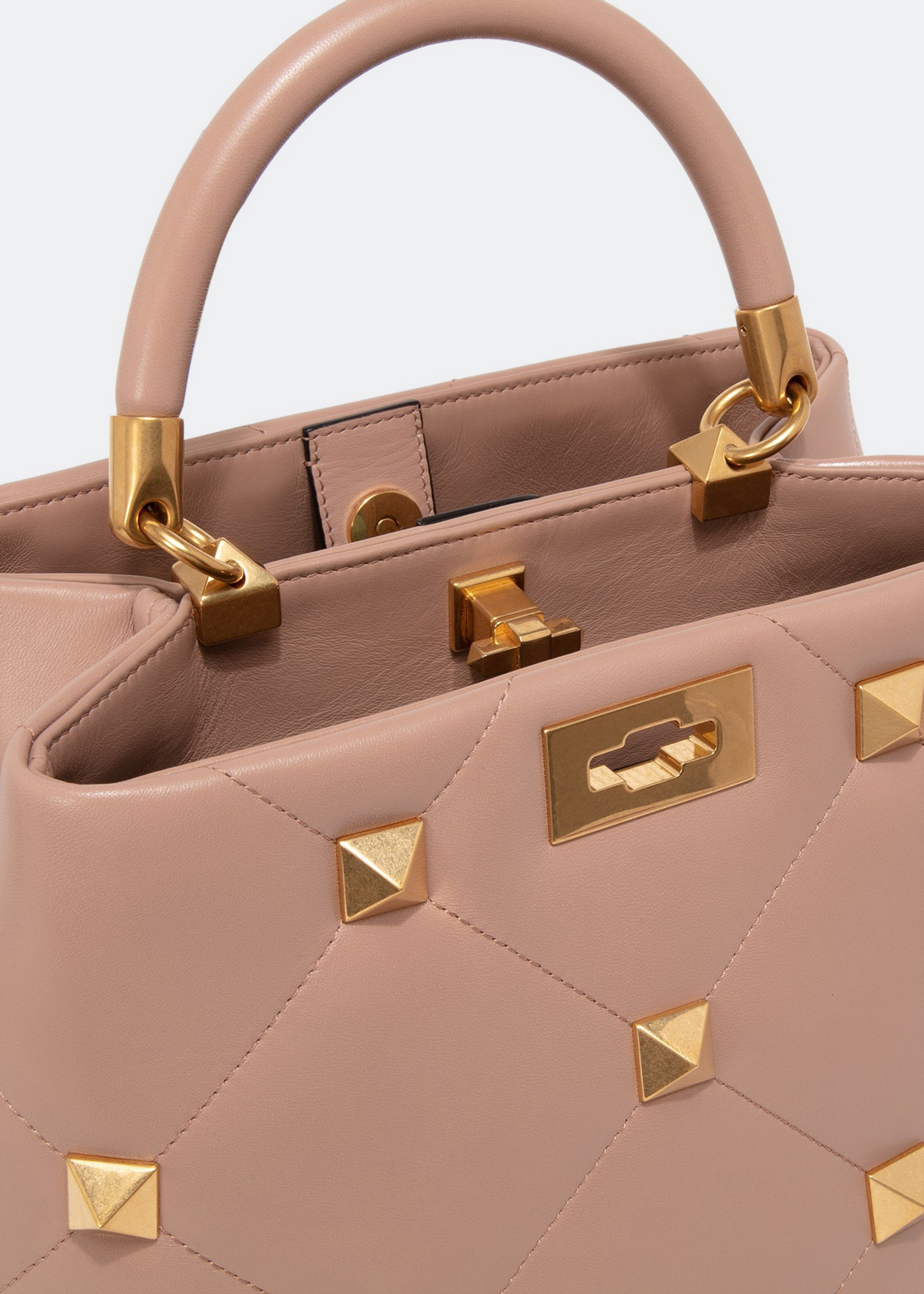 

Roman stud top handle bag, Pink