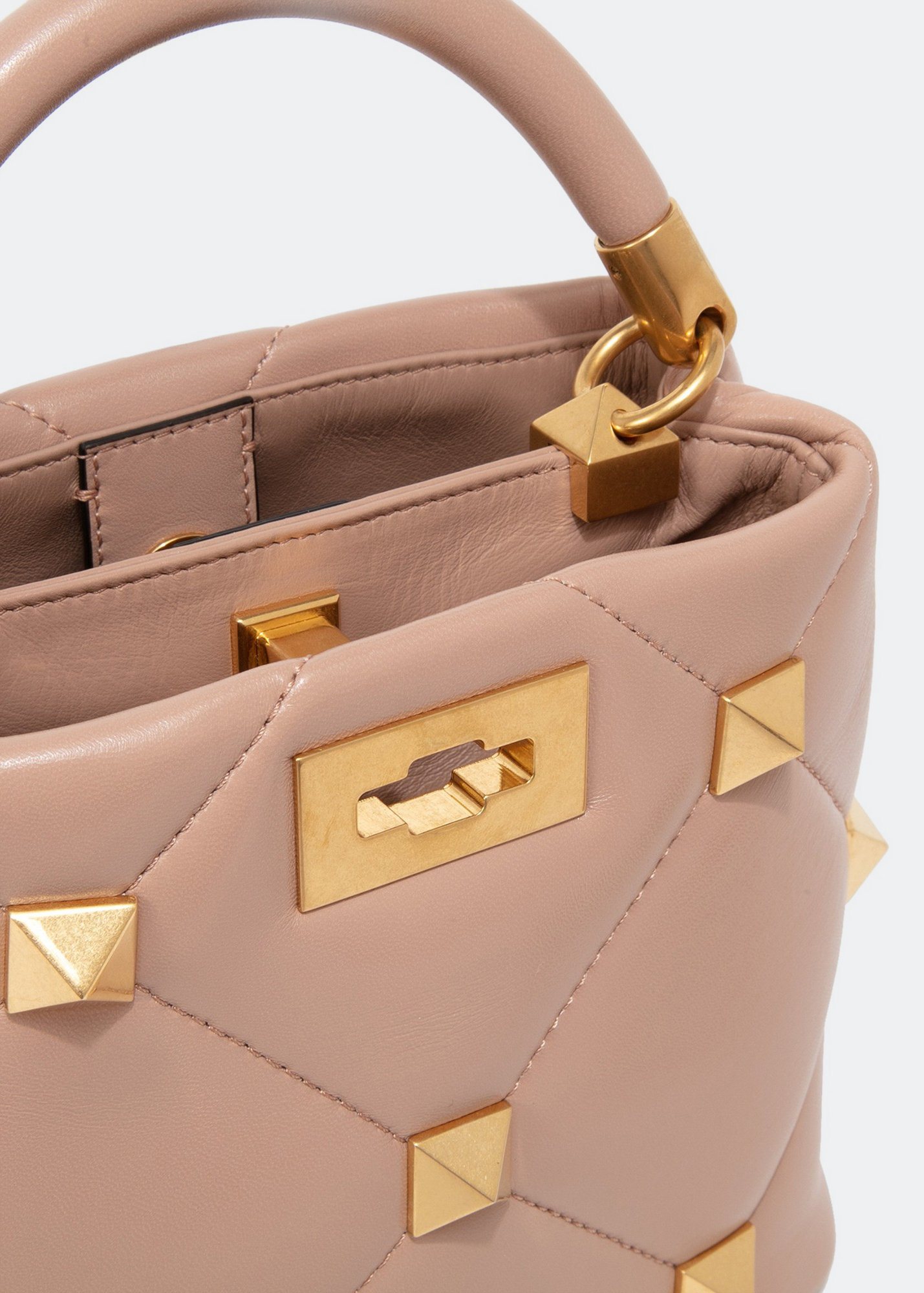 

Roman stud top handle bag, Beige