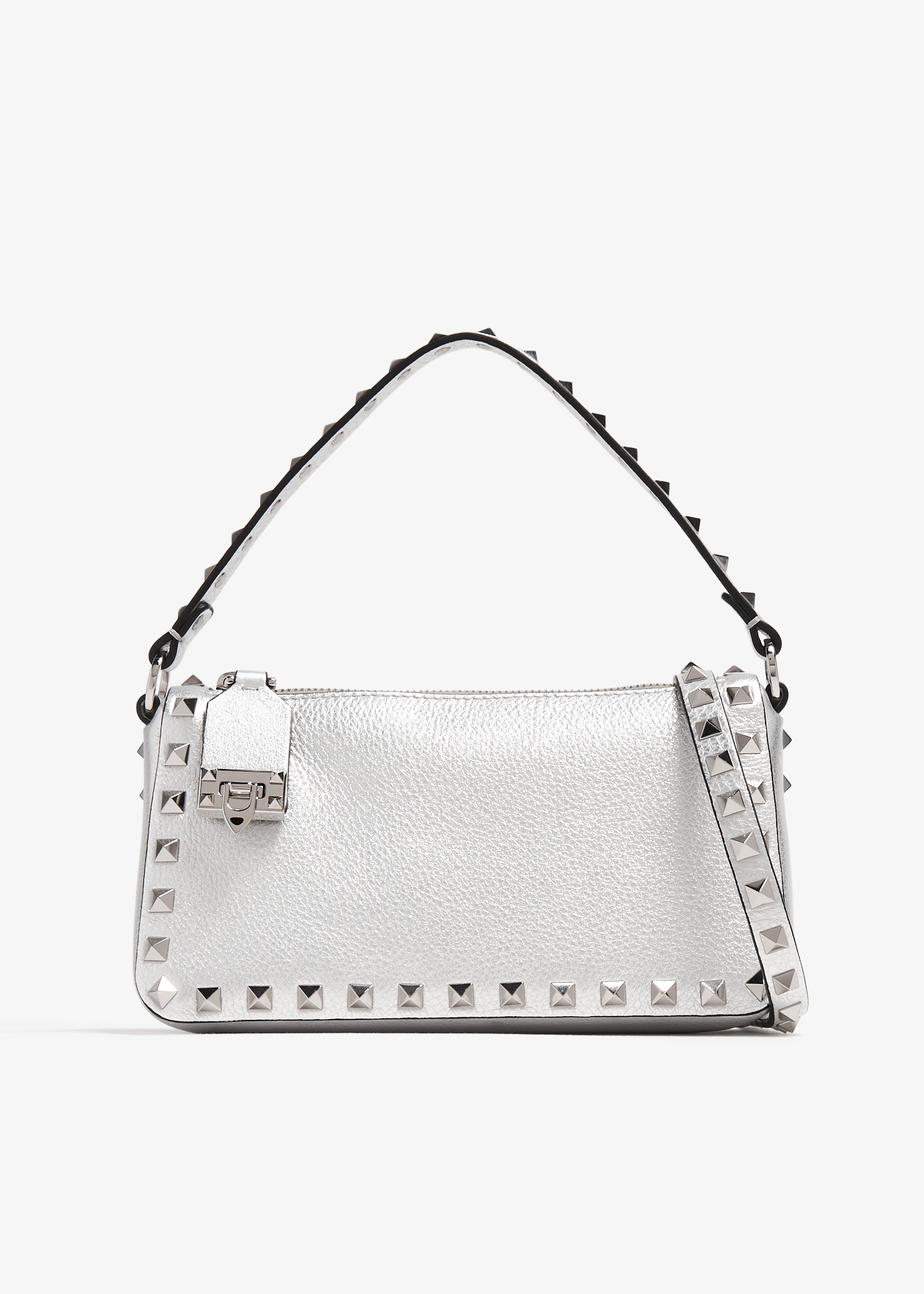 

Rockstud small crossbody bag, Silver