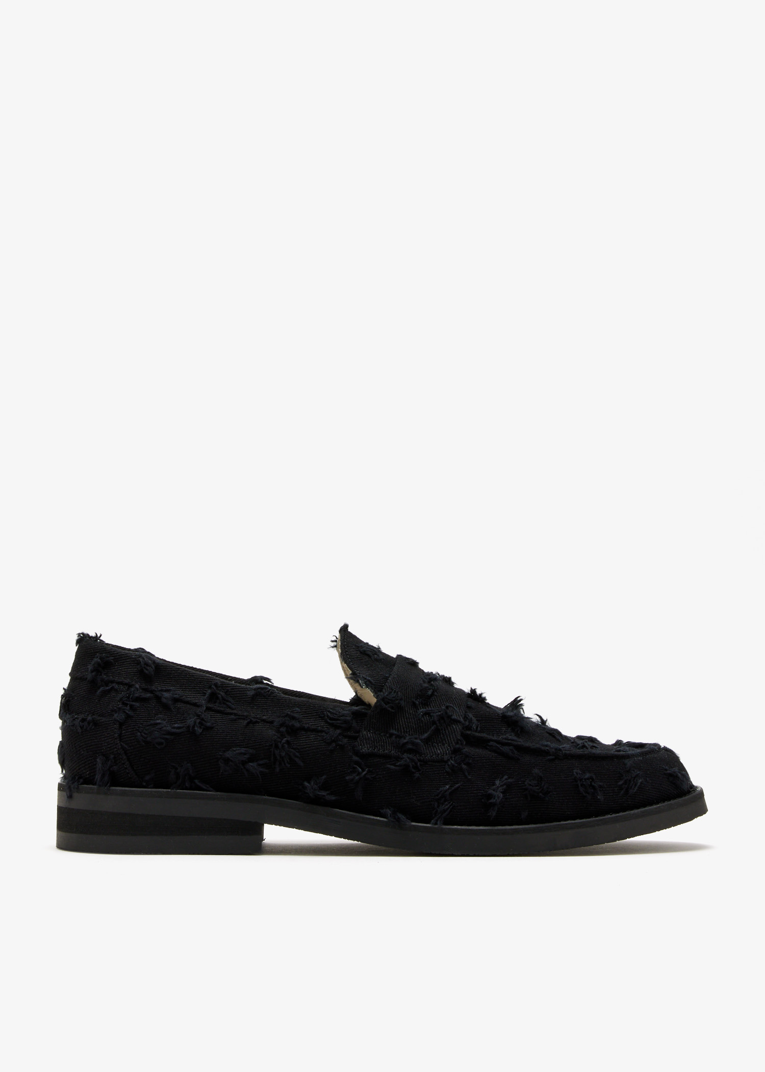 

Wilde Punched Denim Penny loafers, Black