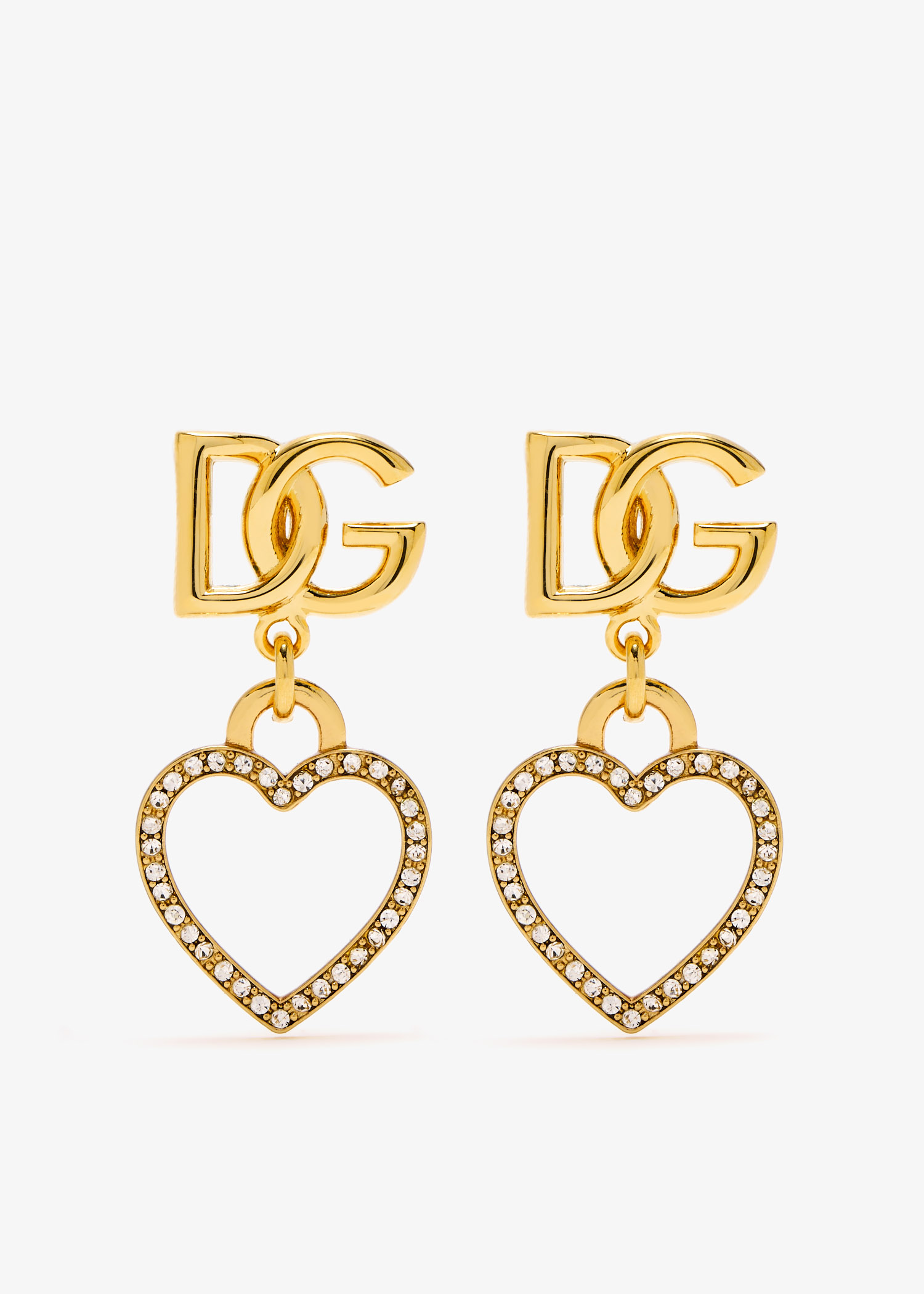 

DG Logo Heart stud earrings, Gold