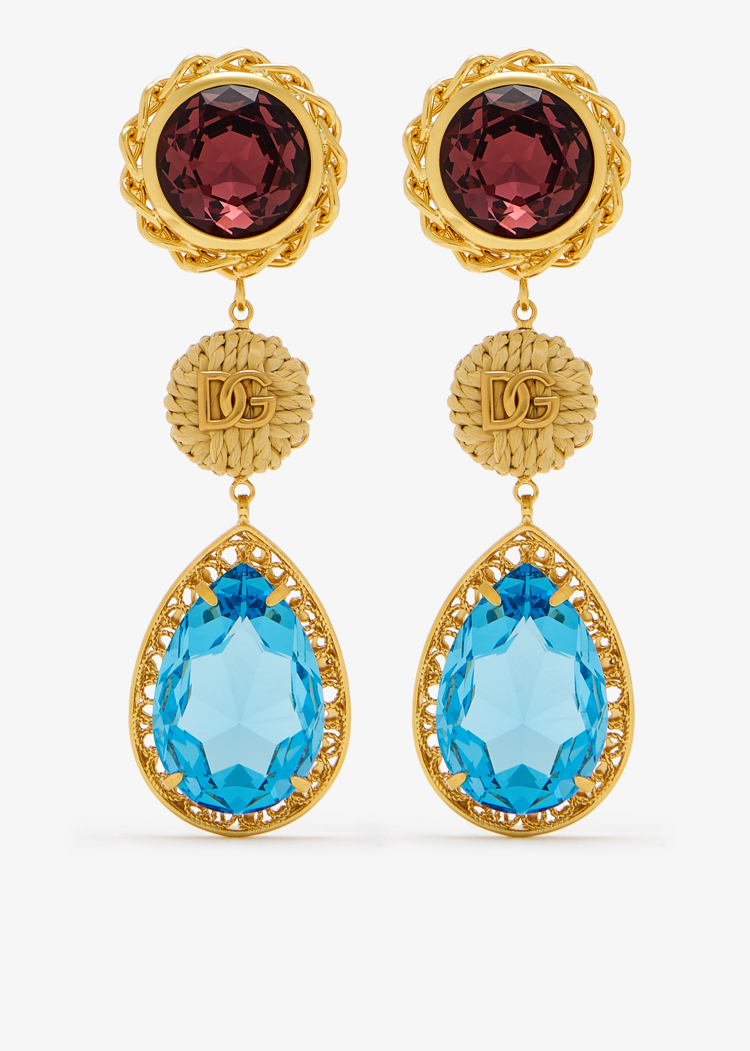 

Rhinestone clip earrings, Gold