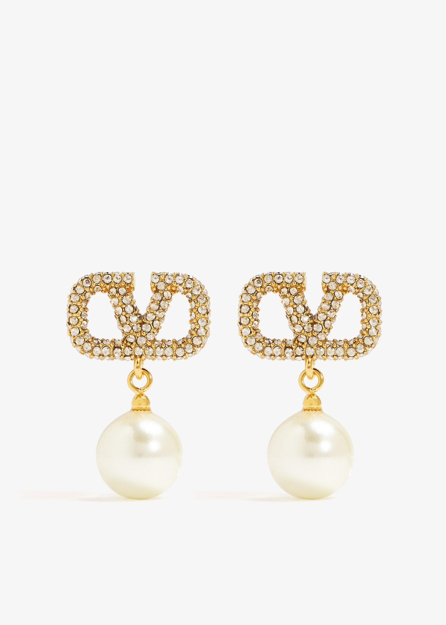

VLogo Signature pearl earrings, Gold