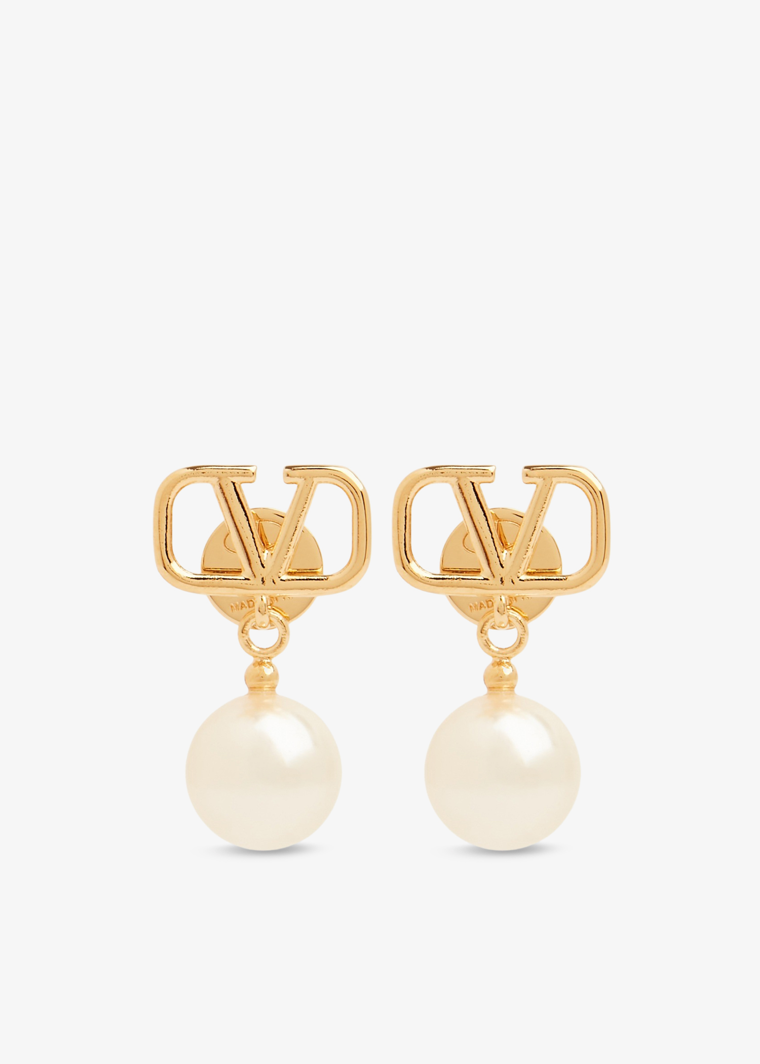 

VLogo Signature pearl earrings, Gold