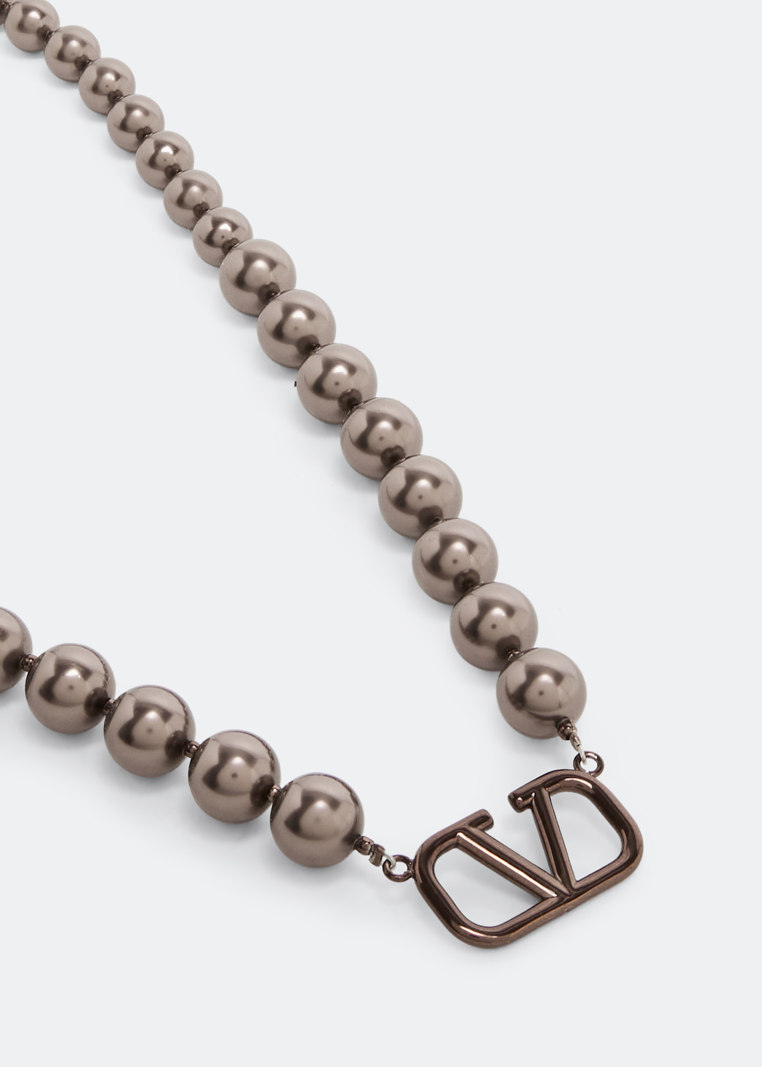 

VLogo Signature pearl necklace, Grey