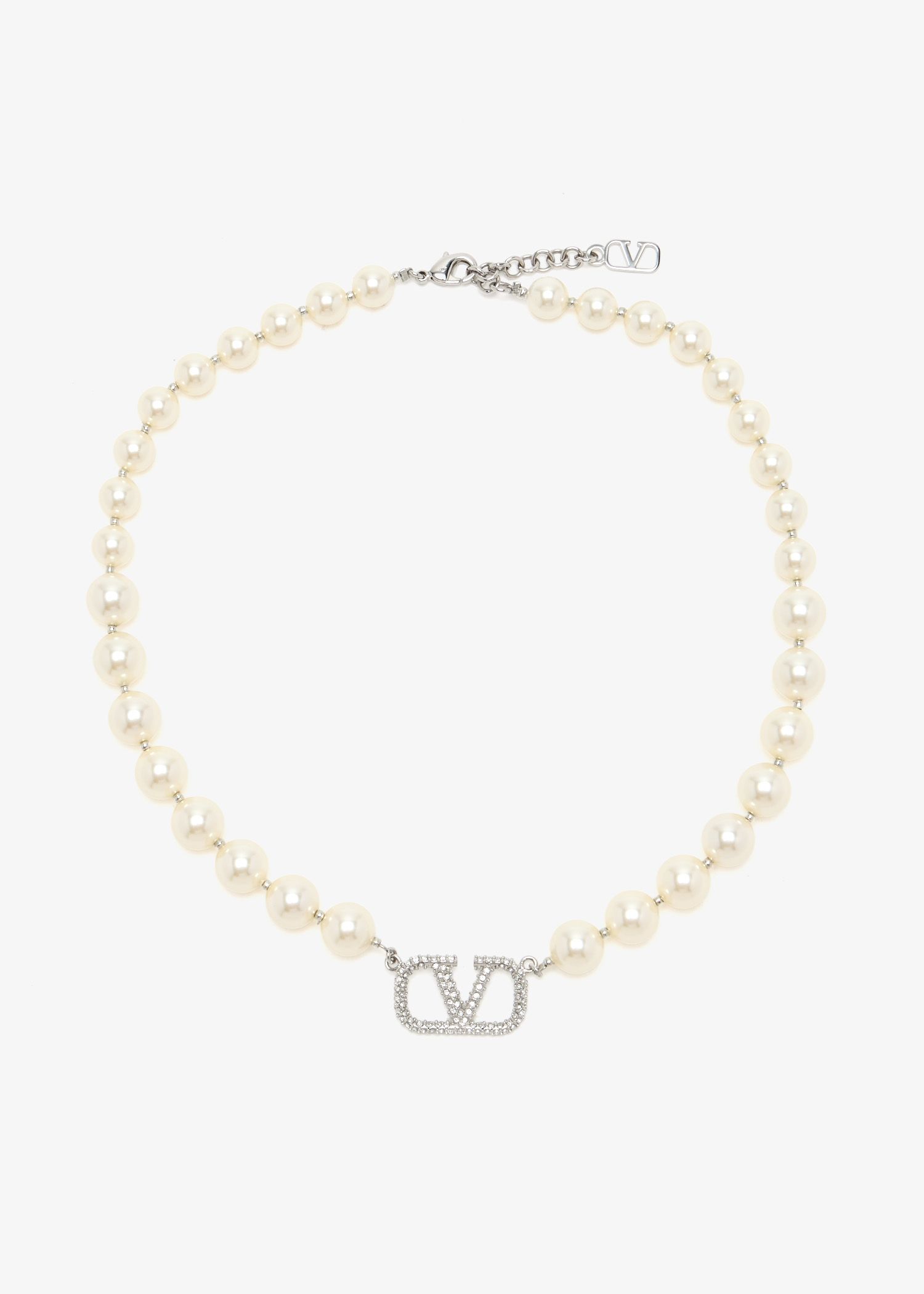 

VLogo Signature pearl necklace, Cream