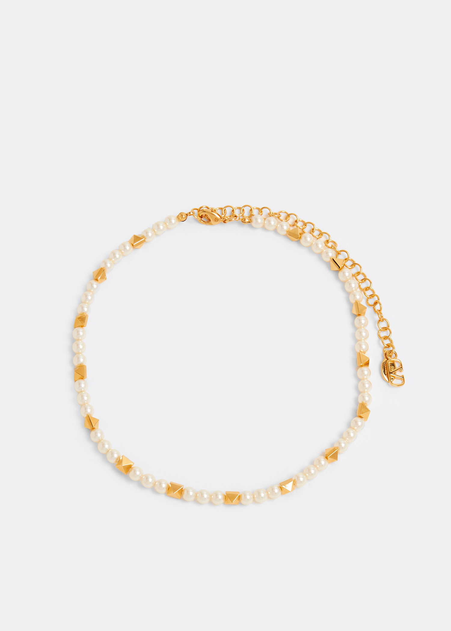 

Rockstud pearl necklace, Gold