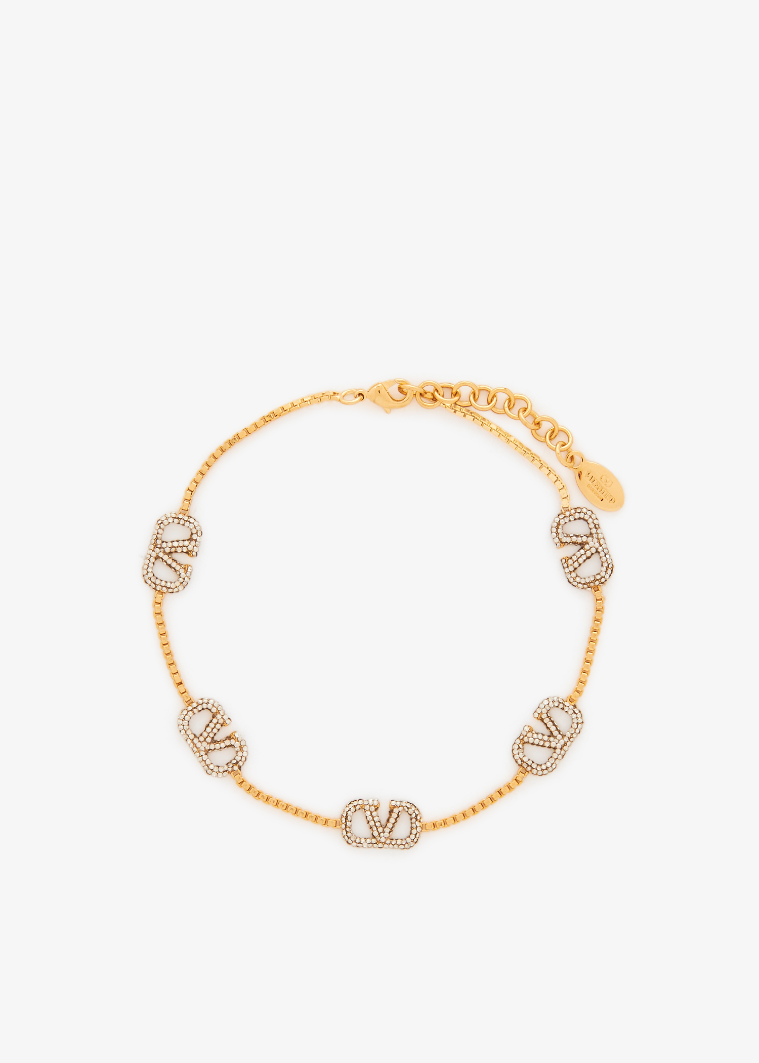 

VLogo Signature crystal anklet, Gold