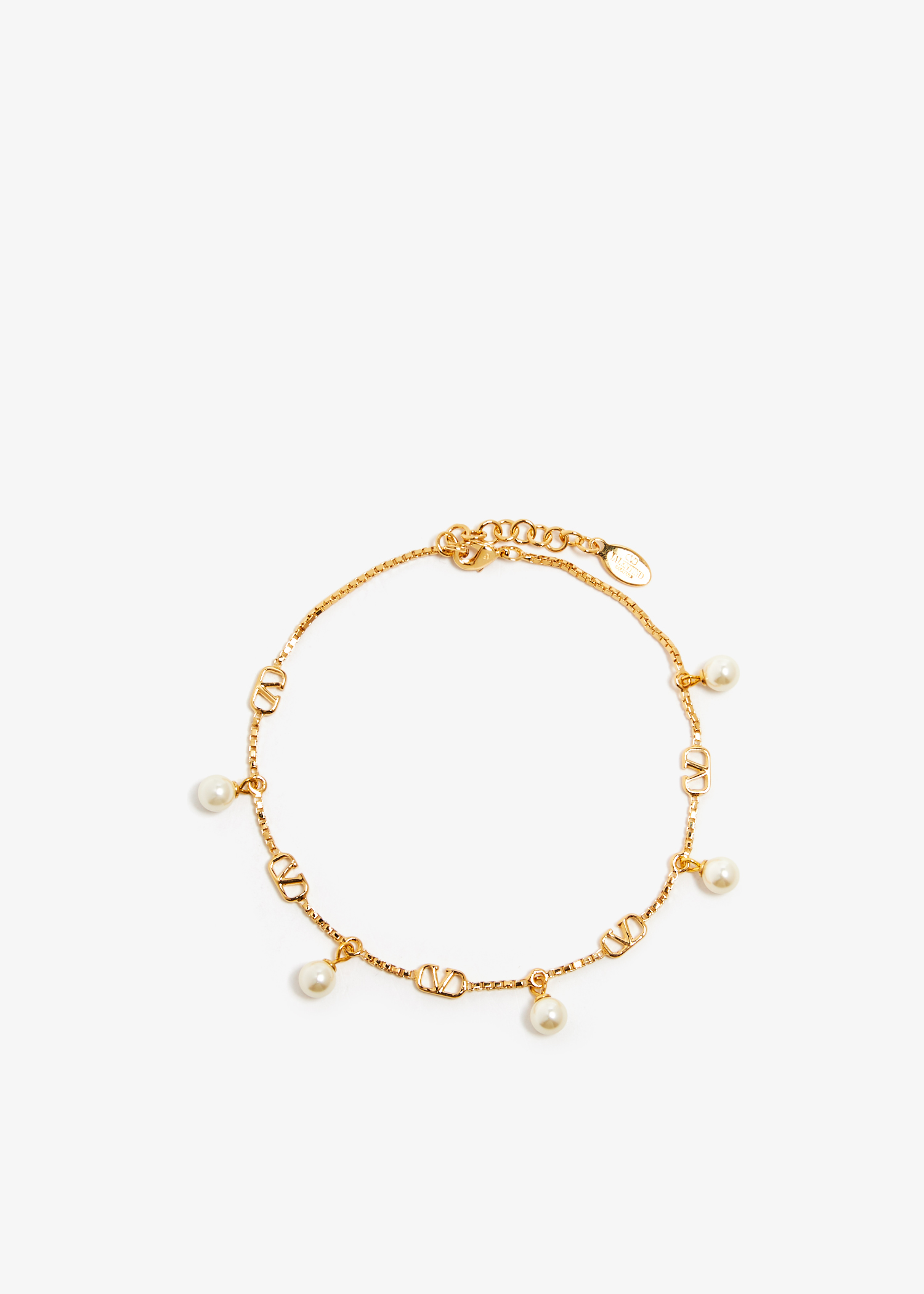 

VLogo Signature pearl bracelet, Gold