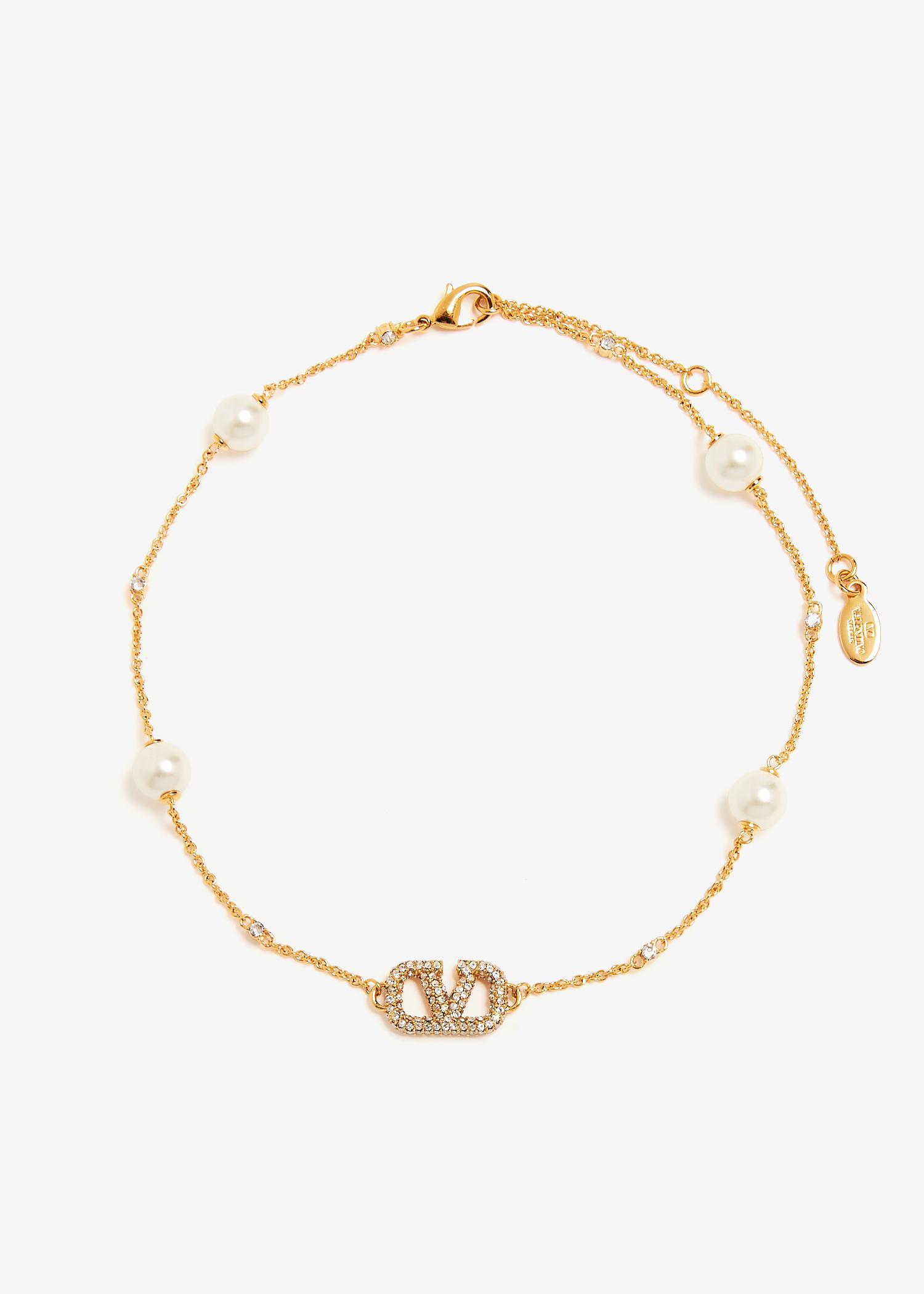 

VLogo Signature pearl necklace, Gold