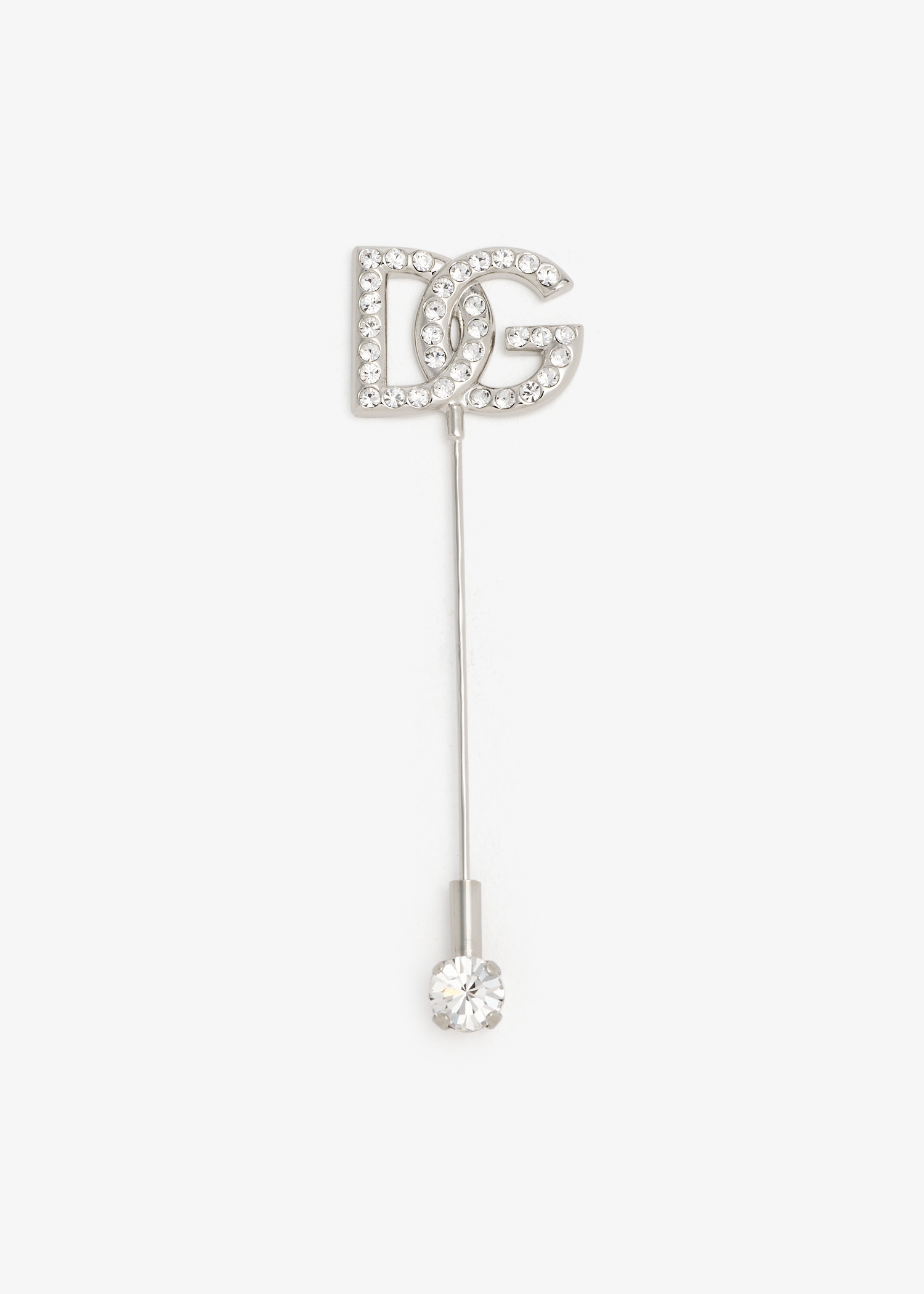 

Rhinestone-embellished DG logo lapel pin, Silver