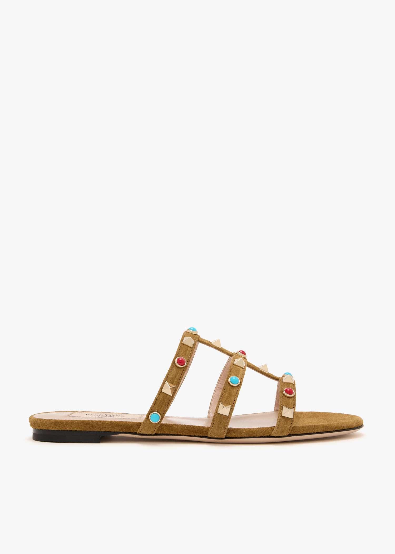

Rockstud flat sandals, Brown