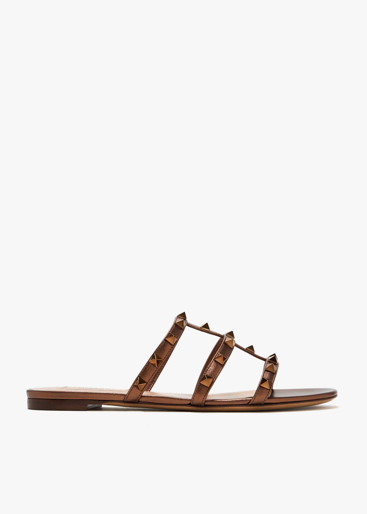 

Rockstud flat sandals, Brown
