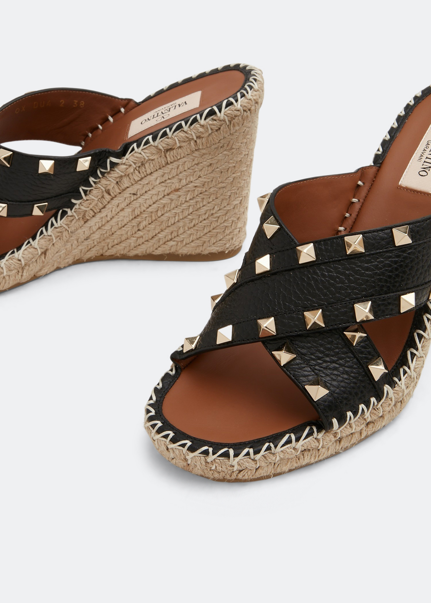 

Rockstud double wedge sandals, Black