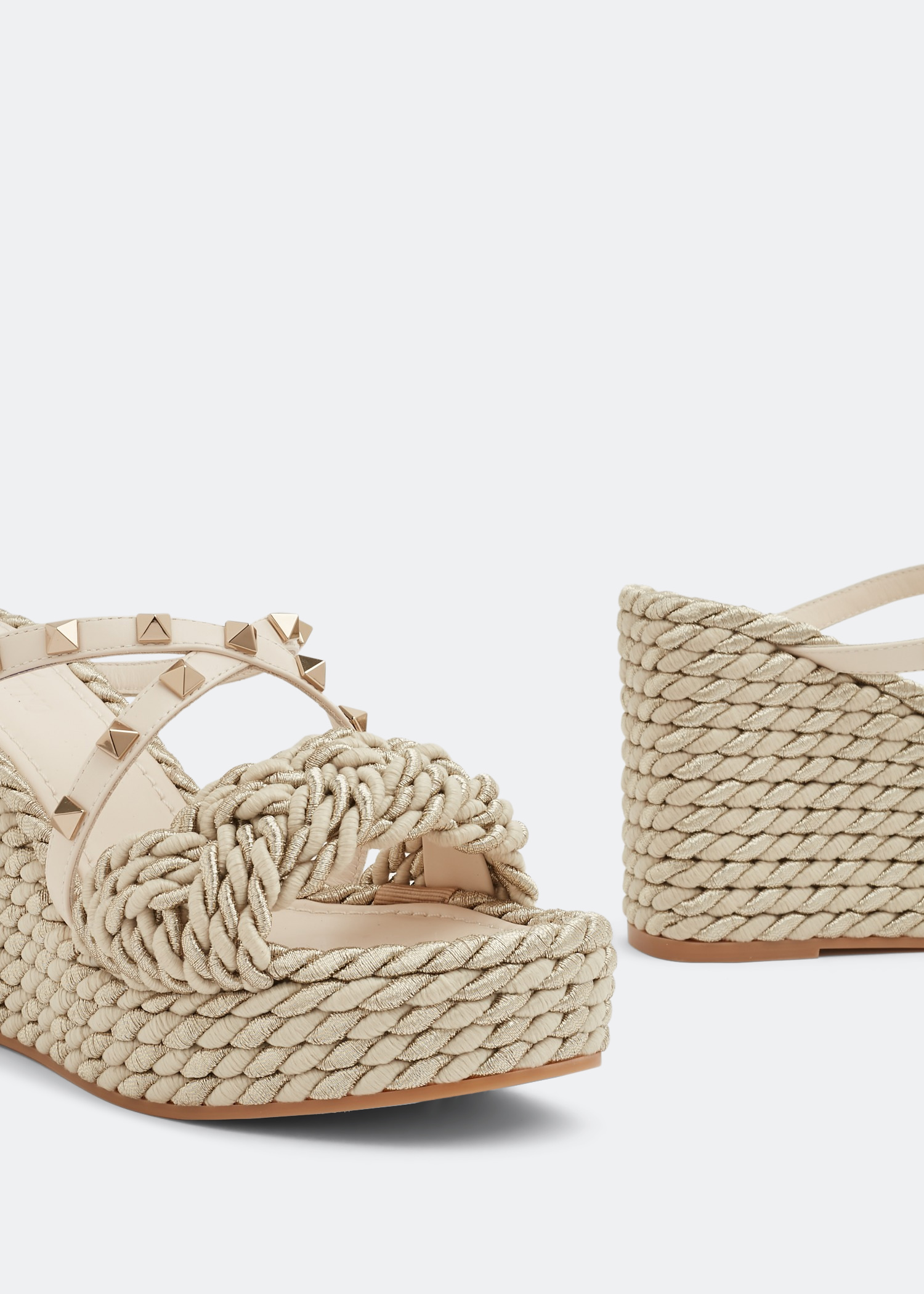 

Rockstud wedge sandals, White