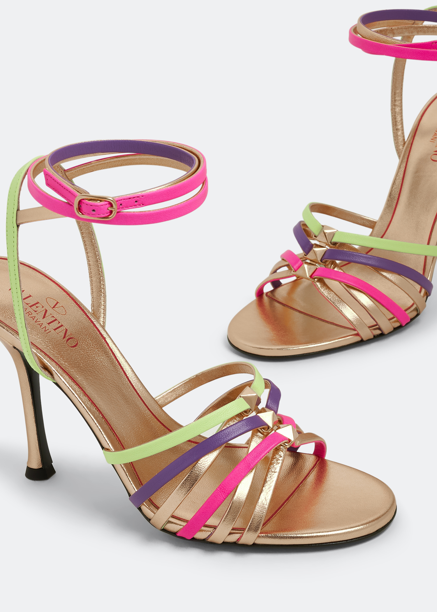 

Rockstud strappy sandals, Multicolored