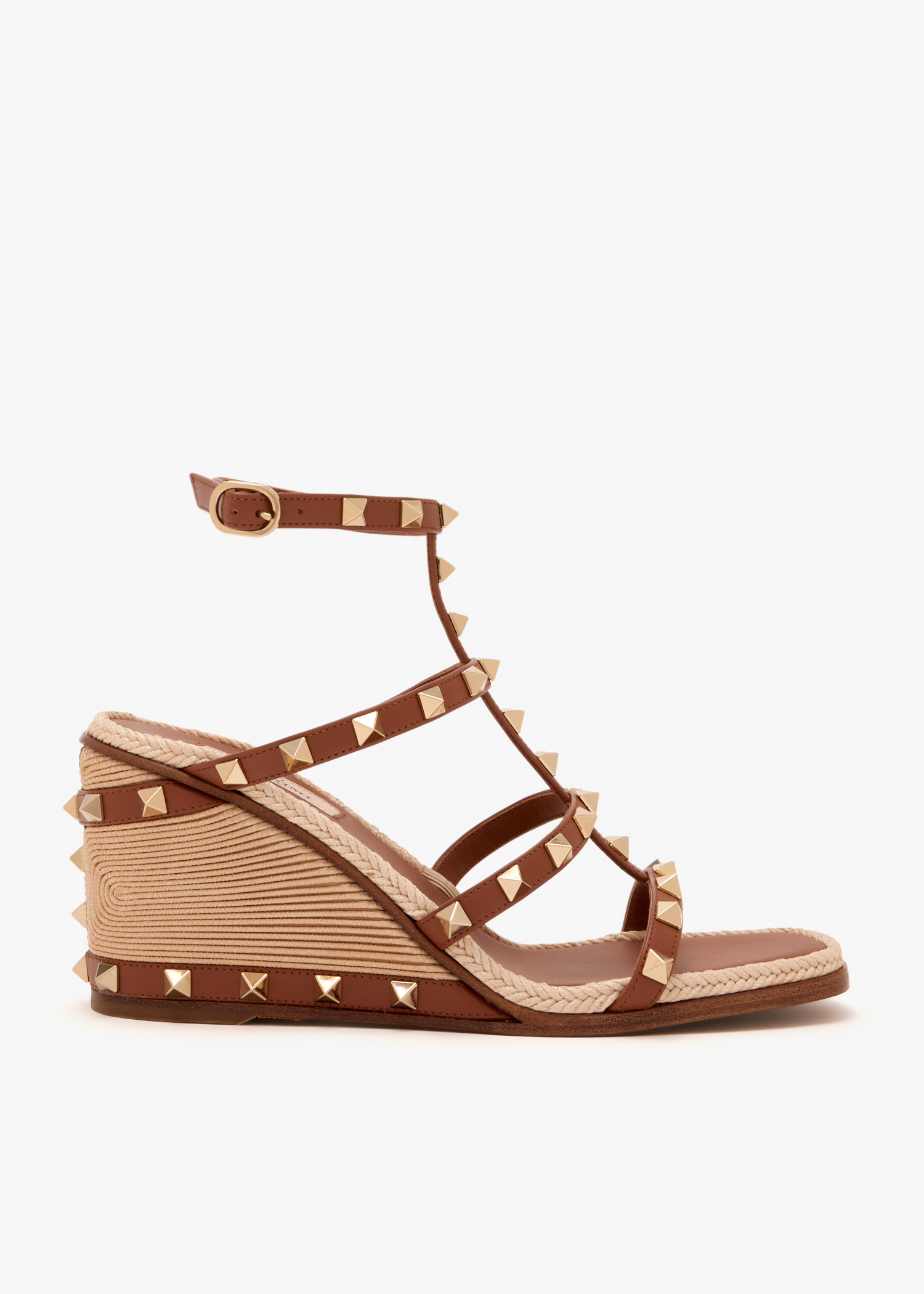 

Rockstud wedge sandals, Brown