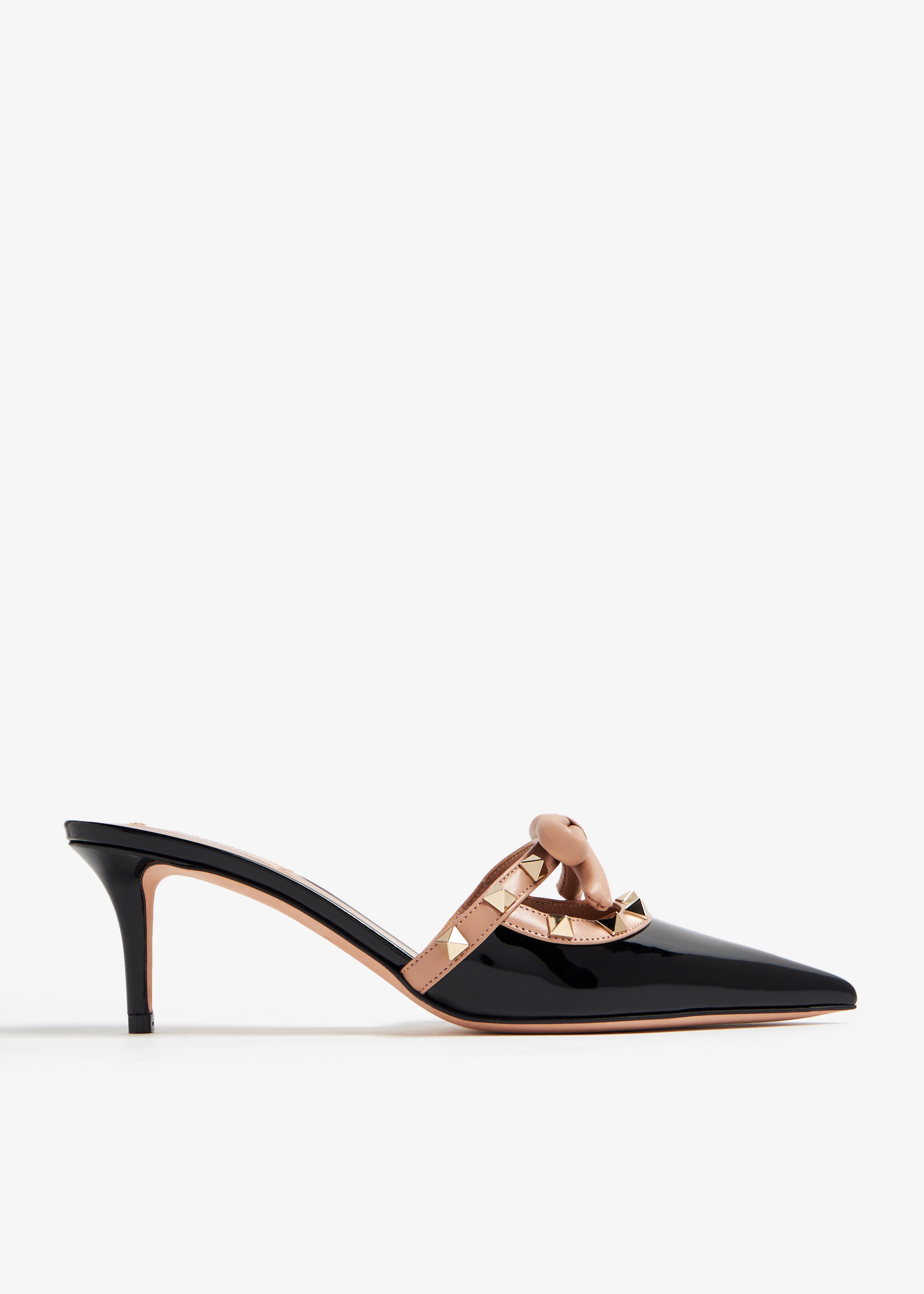 

Rockstud Bow mules, Black