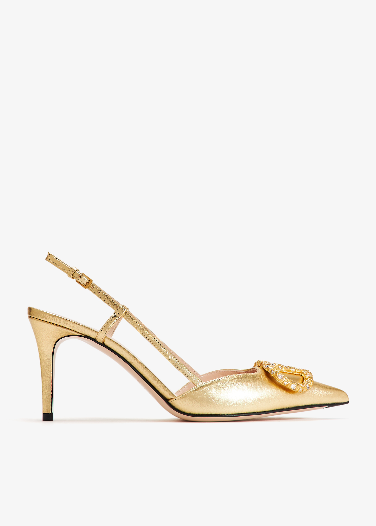 

VLogo Signature slingback pumps, Gold