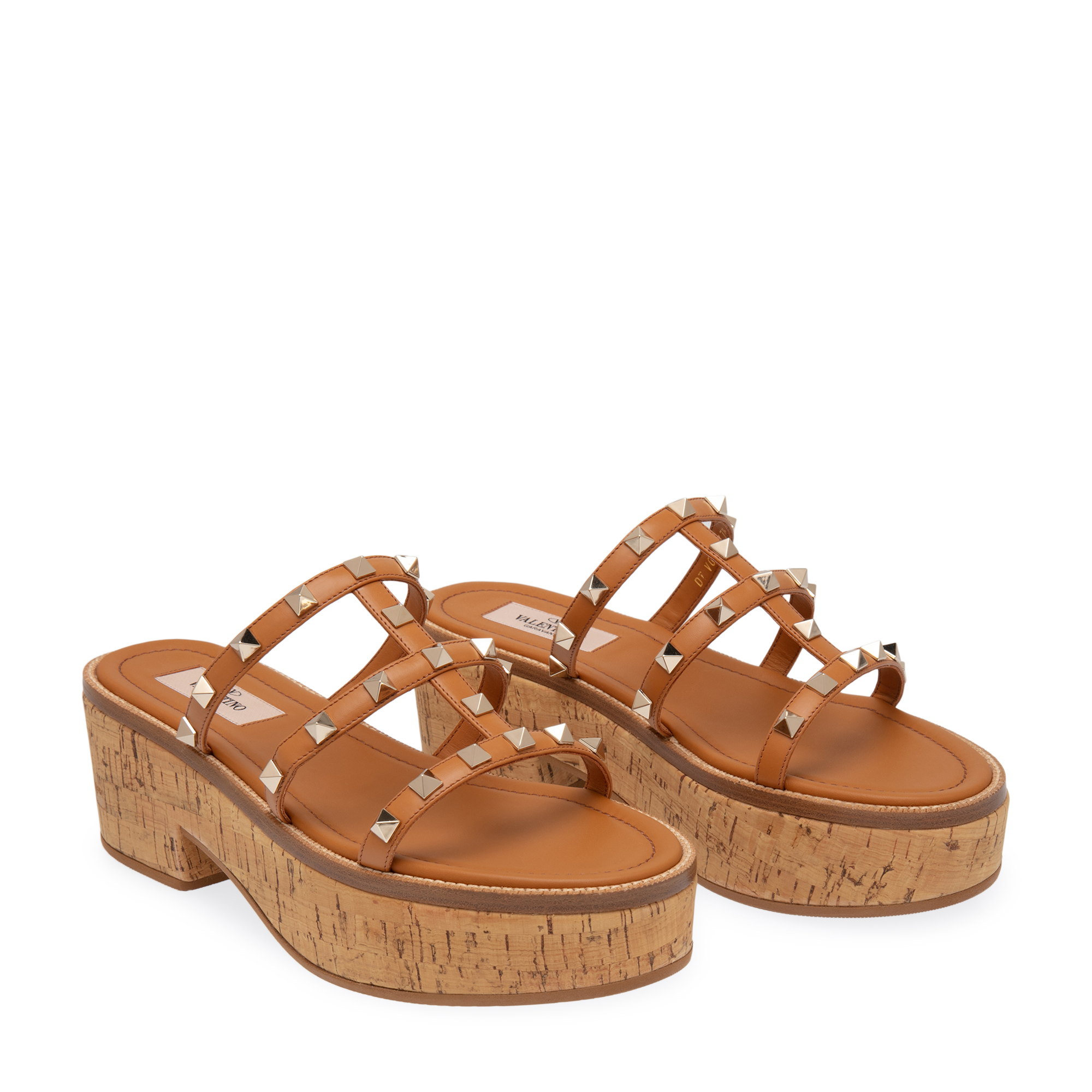 

Rockstud platform sandals, Brown