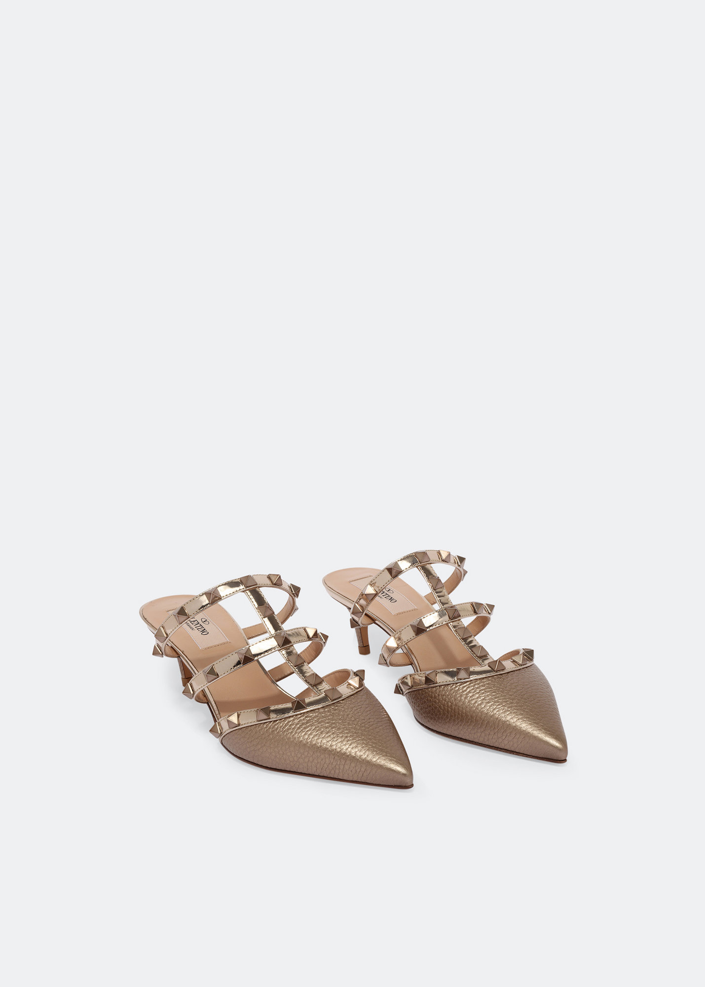

Rockstud mules, Metallic