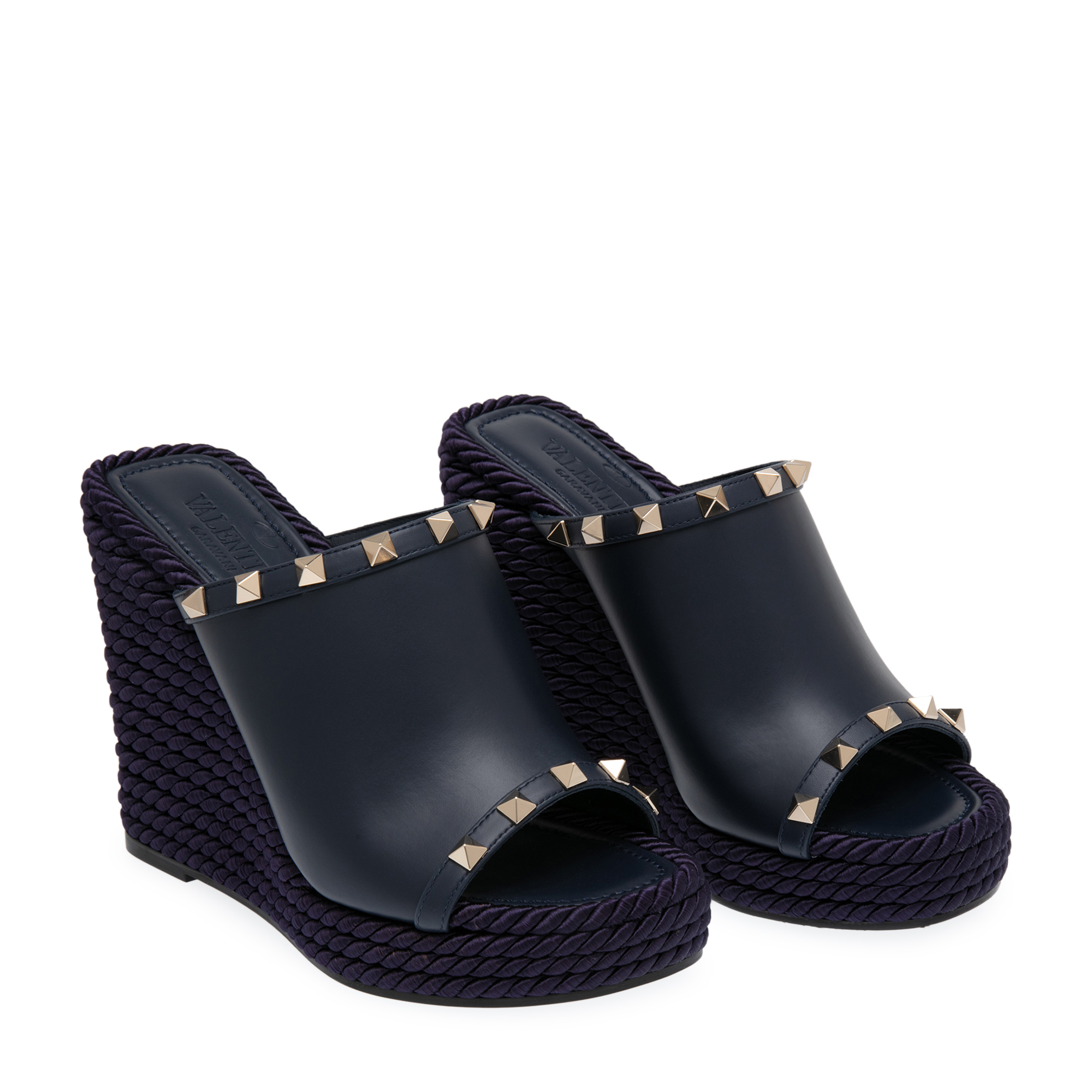 

Rockstud wedge platform sandals, Blue