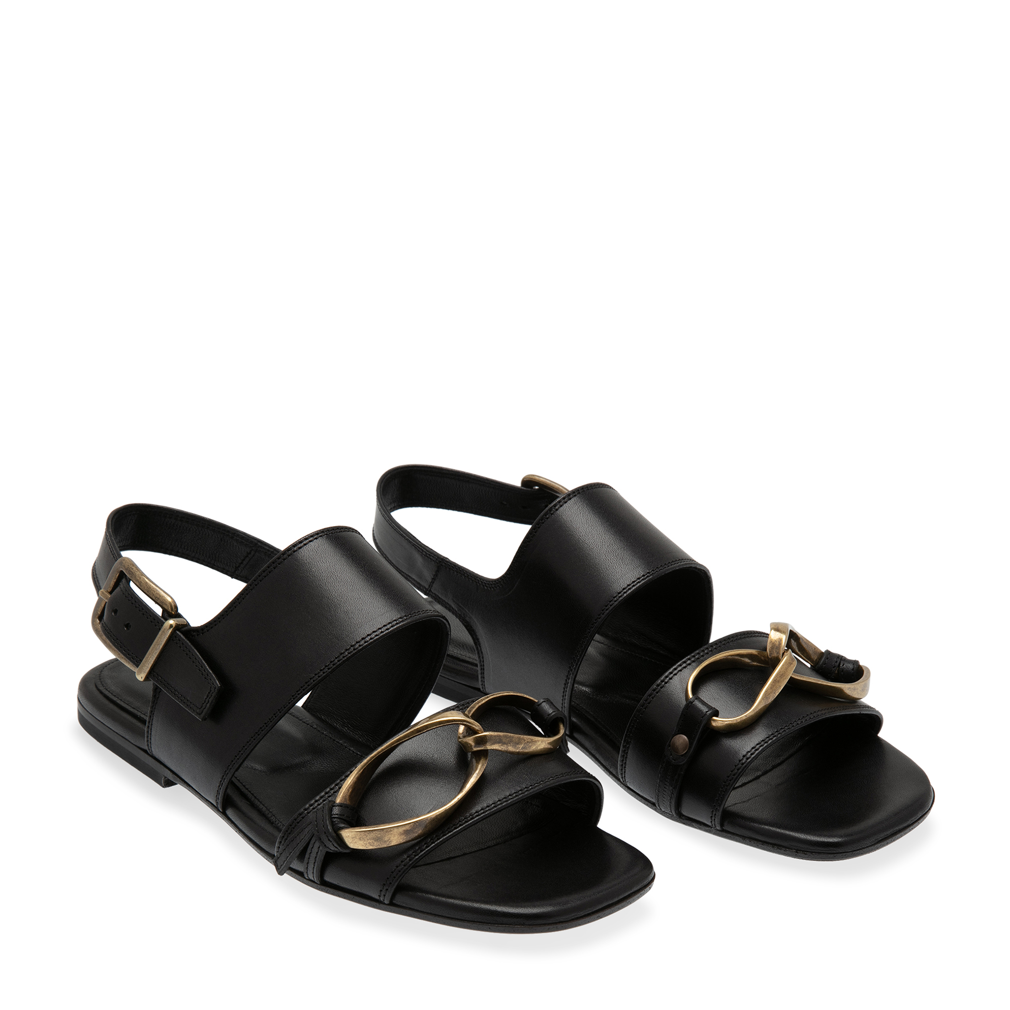 

Leather flat sandals, Black