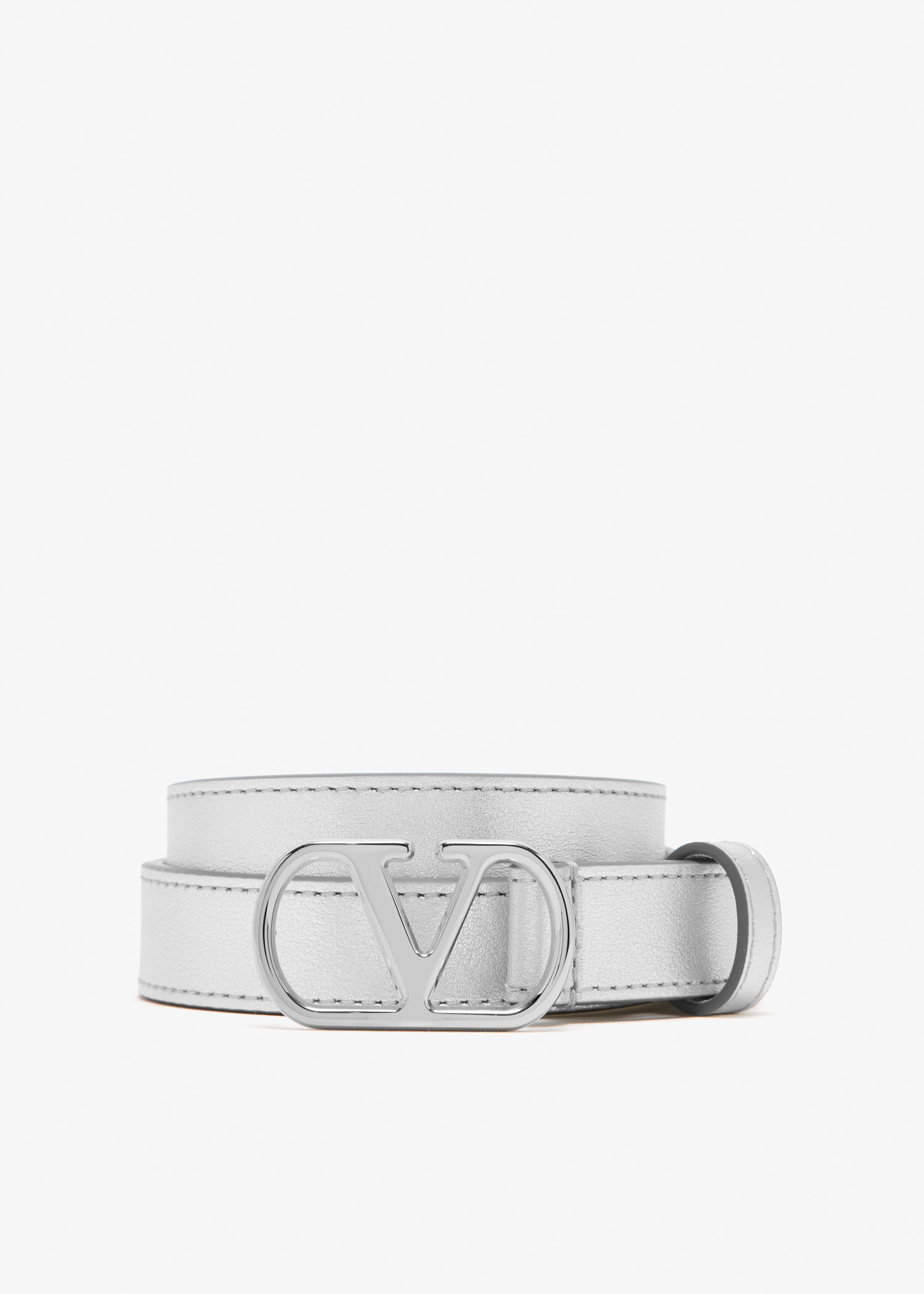 

VLogo Signature buckle belt, Silver