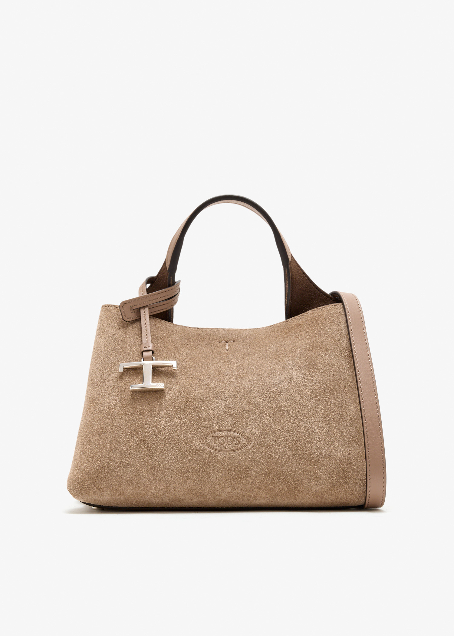 

Suede micro bag, Taupe