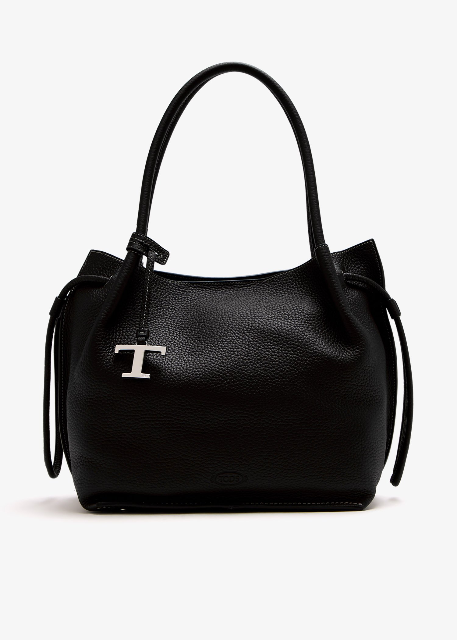 

Medium leather bucket bag, Black