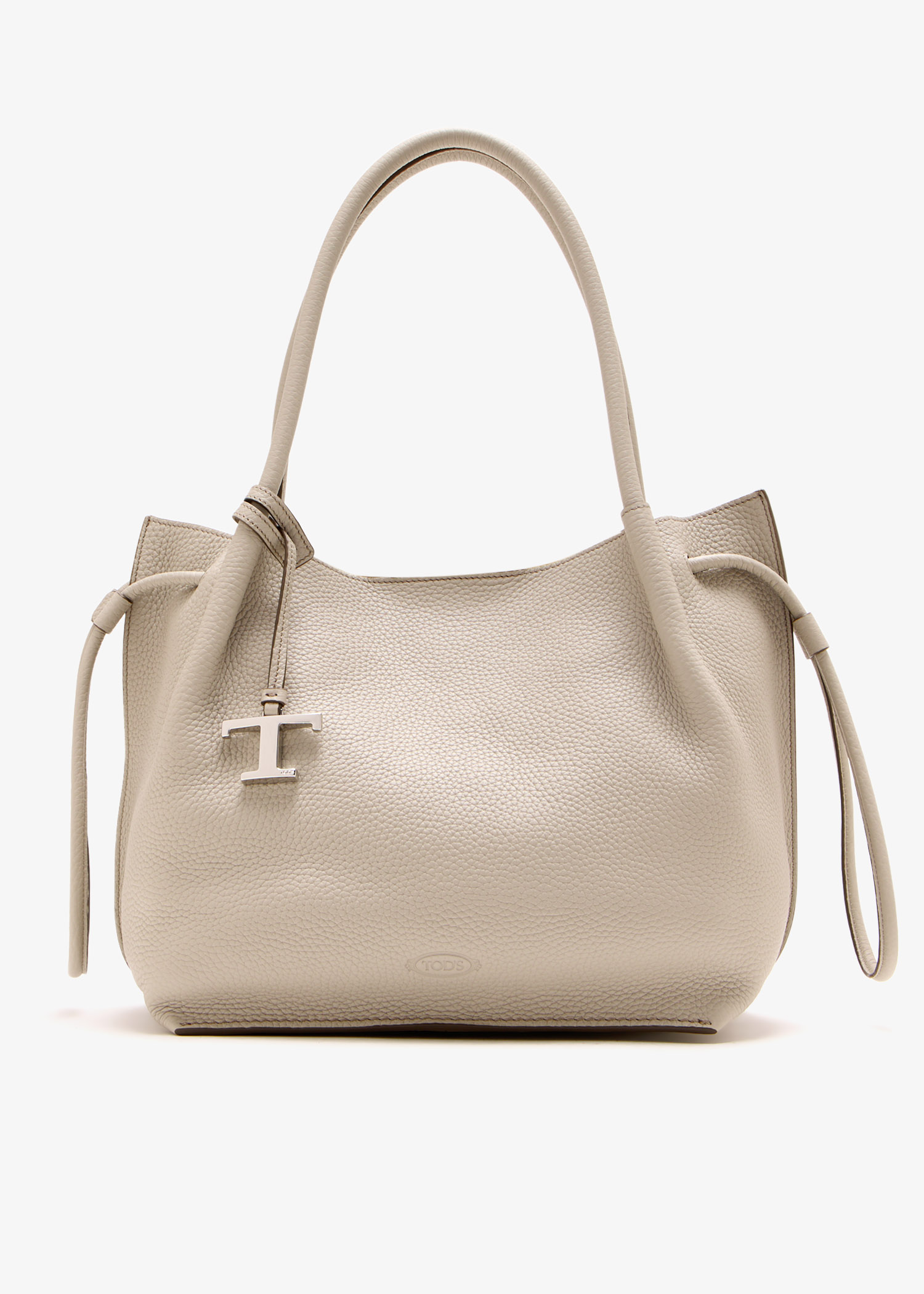 

Medium leather bucket bag, Cream