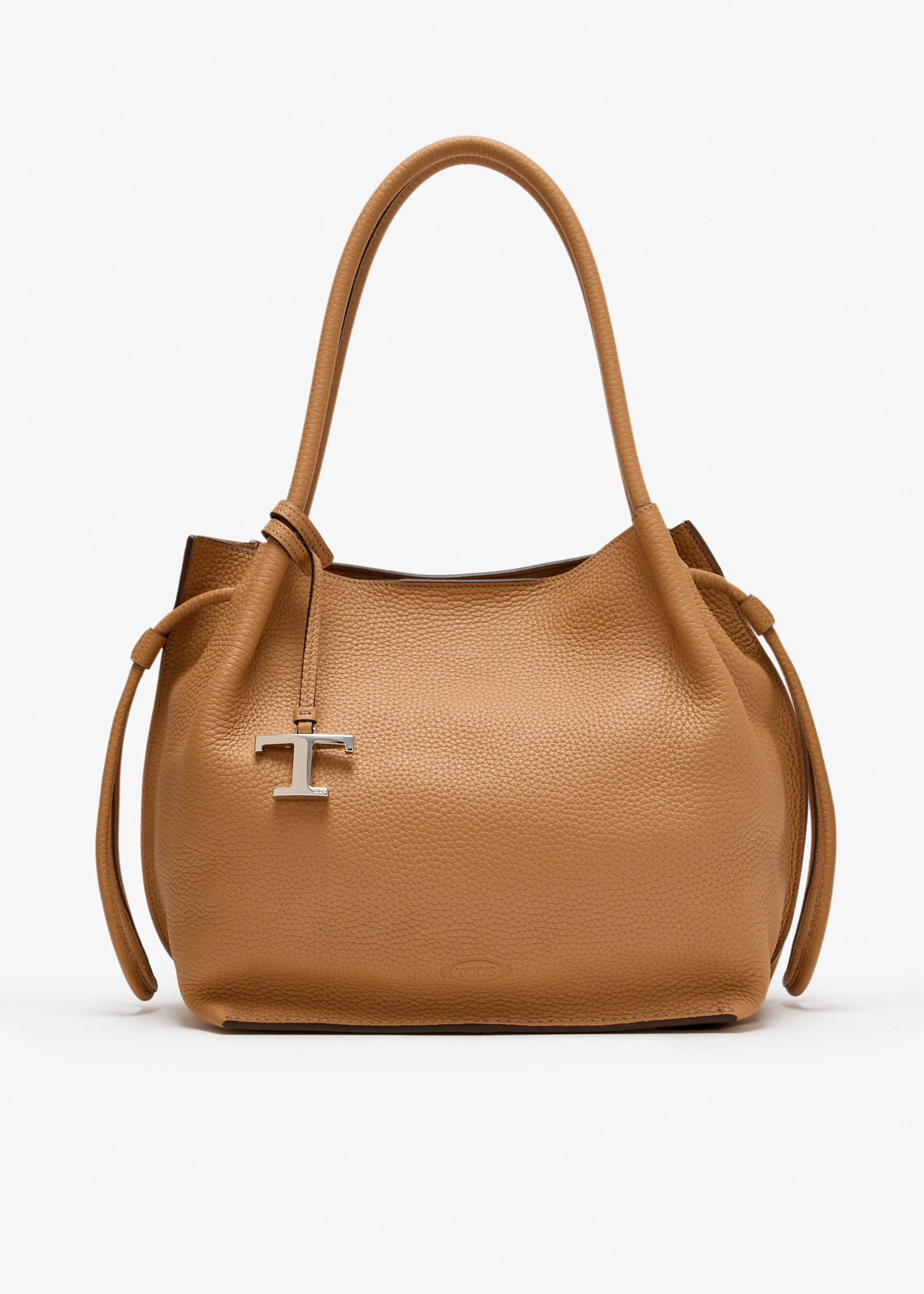 

Medium leather bucket bag, Brown
