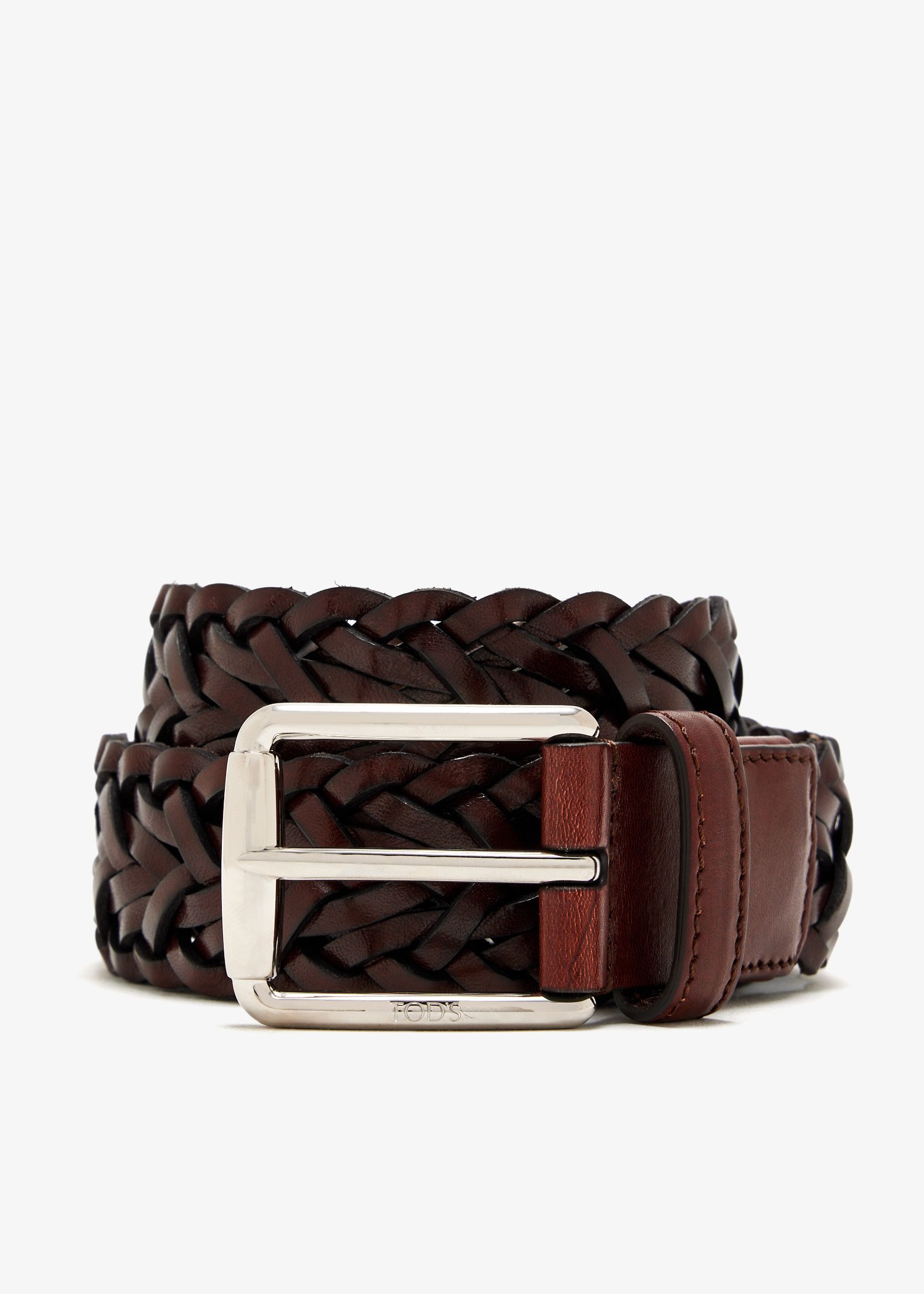 

Woven leather belt, Brown