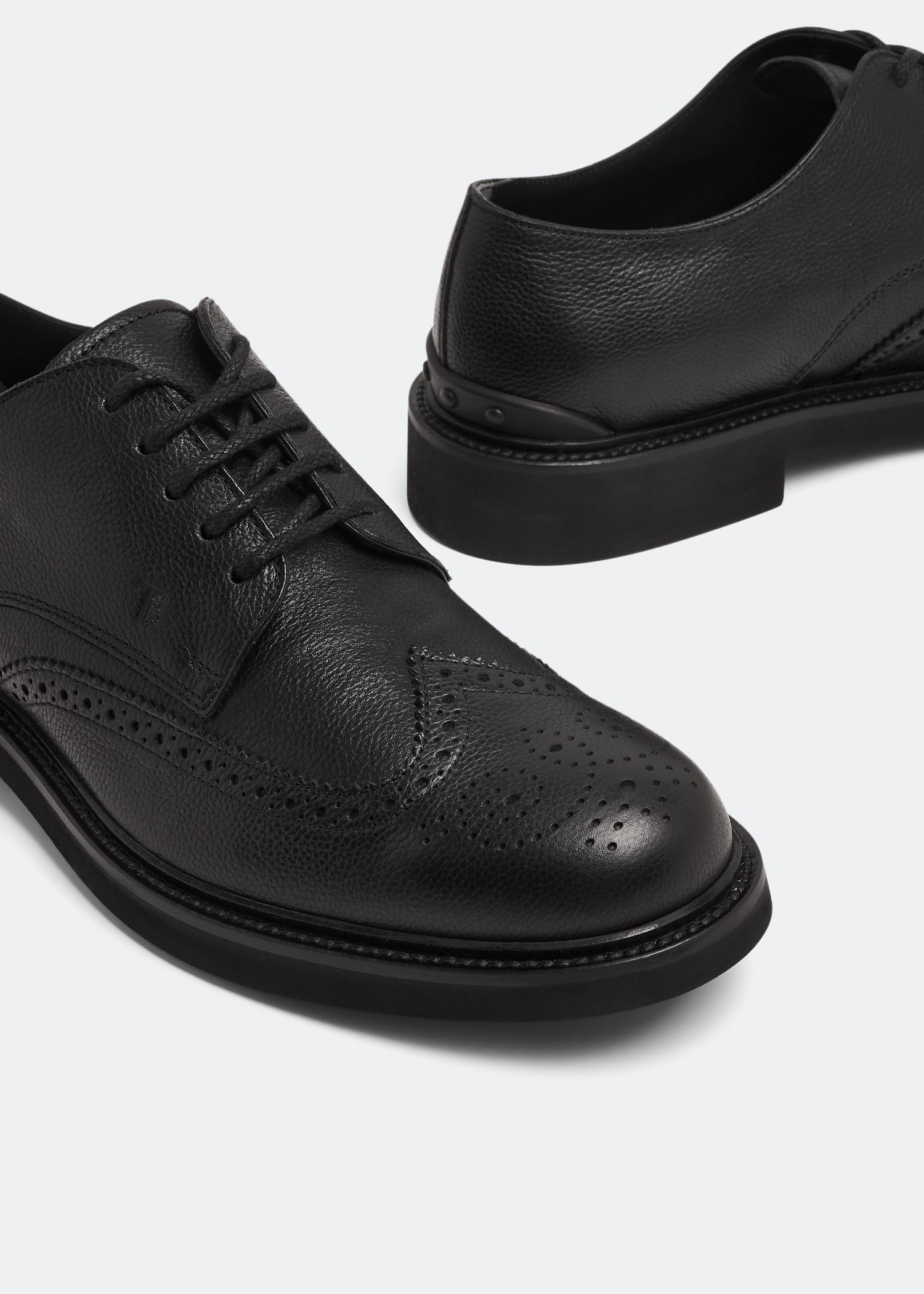 

Leather Derby lace-up shoes, Black