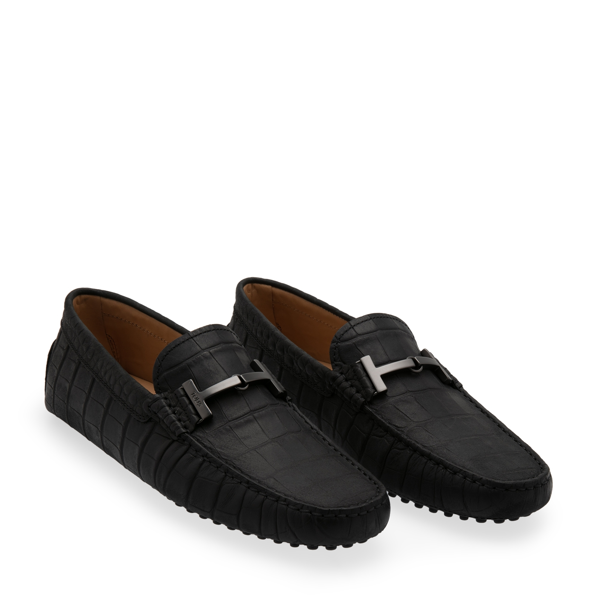

Embossed leather loafers, Black