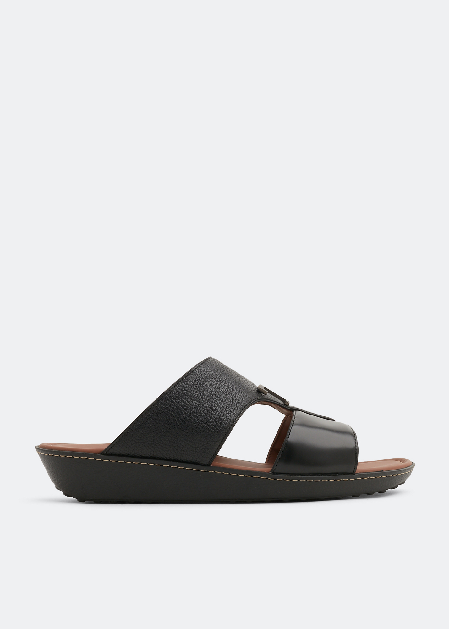 

T leather sandals, Black