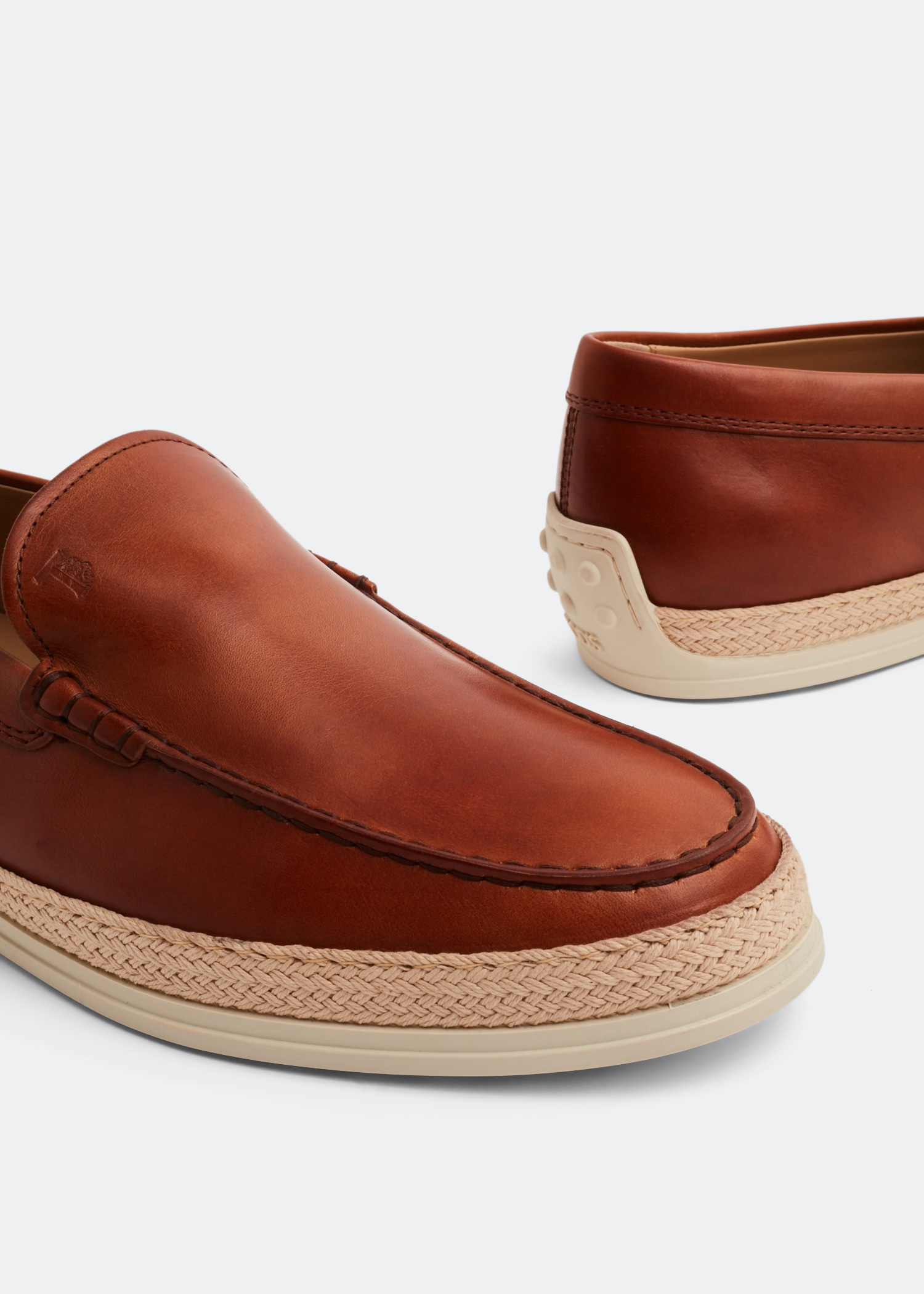 

Leather slip-on loafers, Brown
