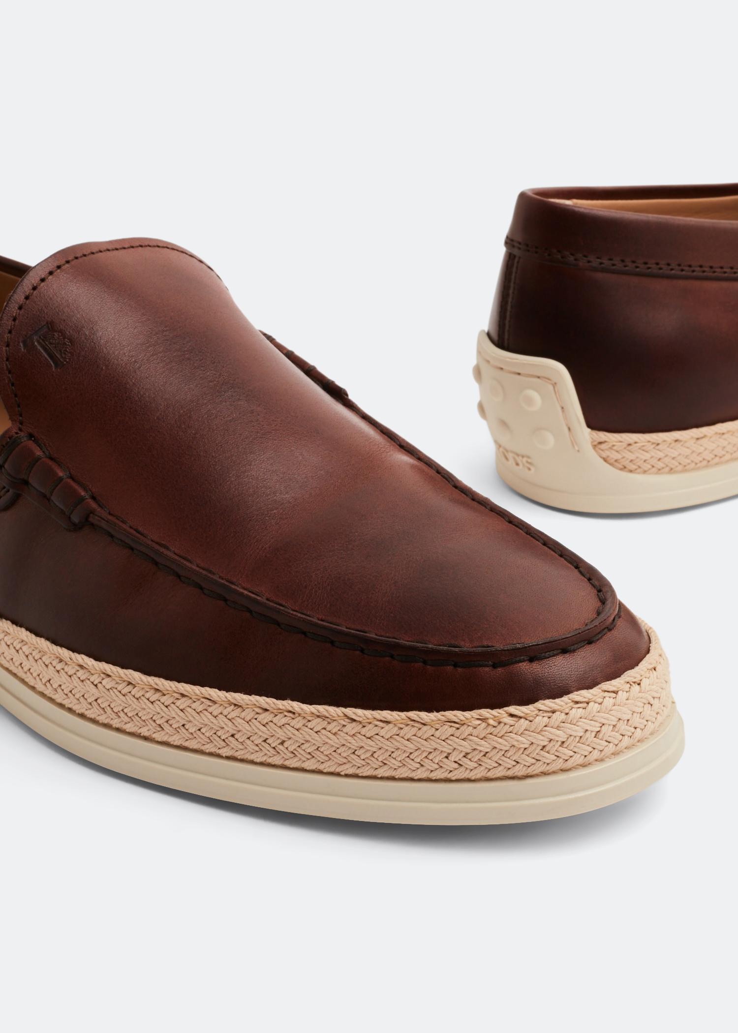 

Leather slip-on loafers, Brown